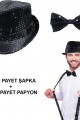 Siyah Payetli Şapka ve Papyon Seti – Parıltılı Yetişkin Kostüm Seti Siyah Payetli Şapka ve Papyon Seti – Parıltılı Yetişkin Kostüm Seti