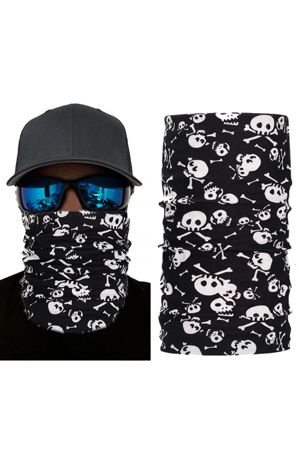 Siyah Renk Üzeri Likralı Beyaz Kemik Kafatası İskelet Baskılı Baf Buff Bandana 30x48 cm Siyah Renk Üzeri Likralı Beyaz Kemik Kafatası İskelet Baskılı Baf Buff Bandana 30x48 cm