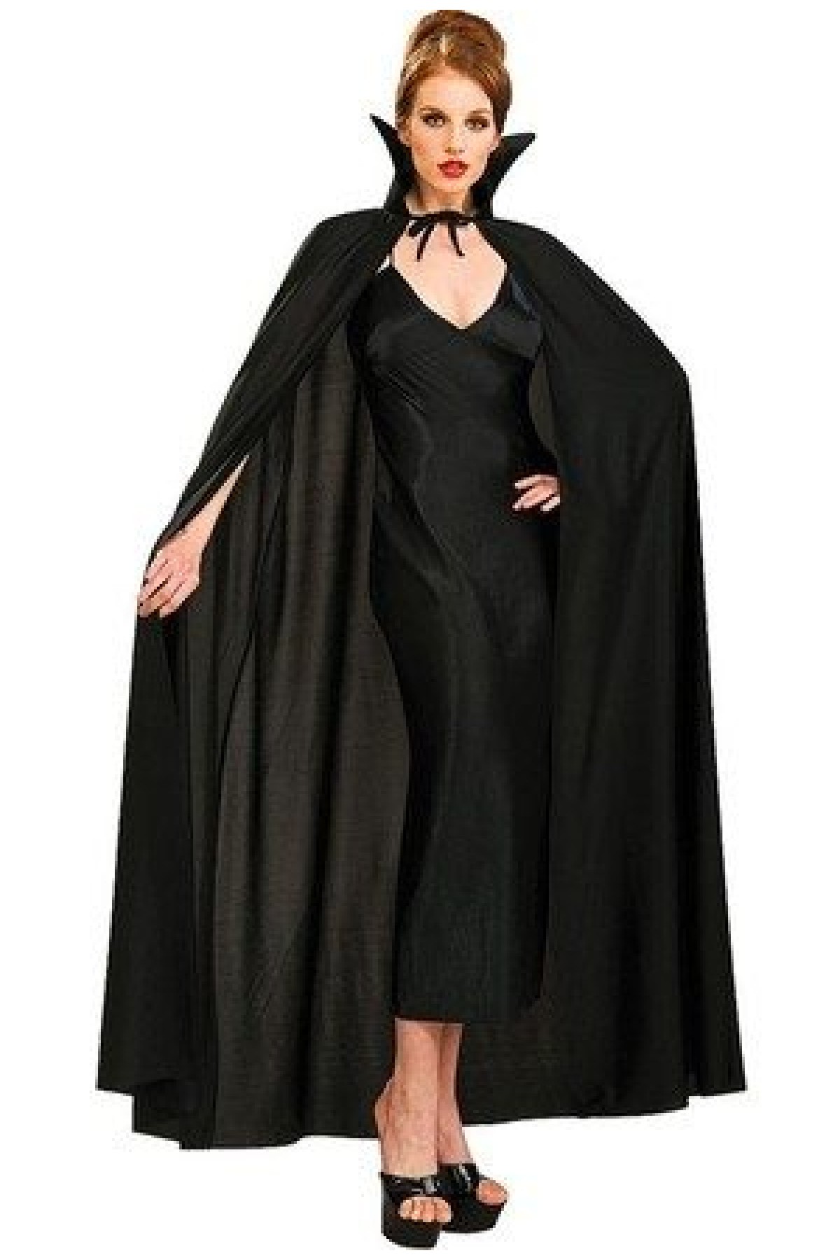 Siyah Renk Yakalı Halloween Pelerini 120 cm (Lisinya)