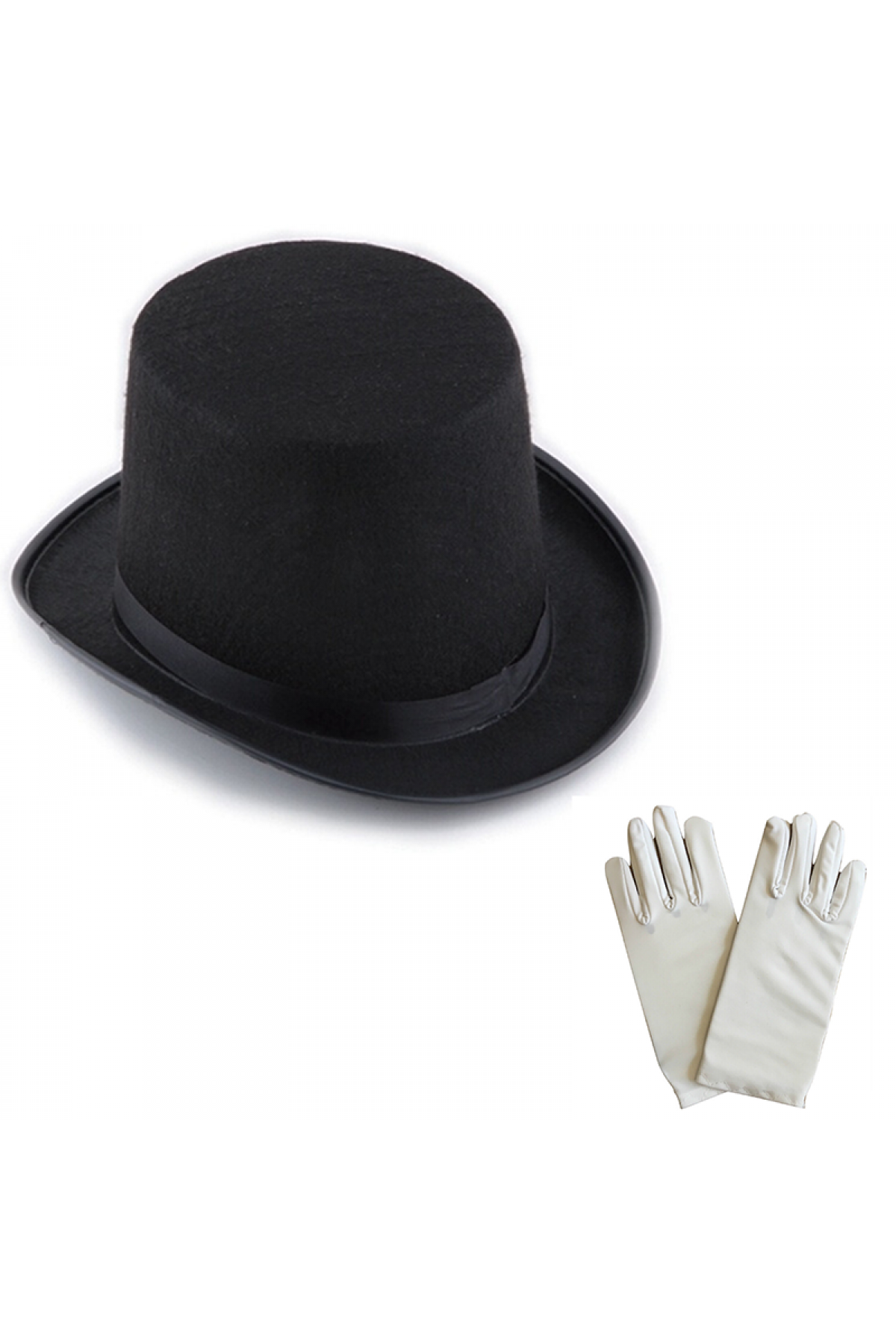 Siyah Sihirbaz Fötr Şapka 15 cm - 1 Çift Beyaz Sihirbaz Eldiveni - Yetişkin Boy Siyah Sihirbaz Fötr Şapka 15 cm - 1 Çift Beyaz Sihirbaz Eldiveni - Yetişkin Boy (Lisinya)