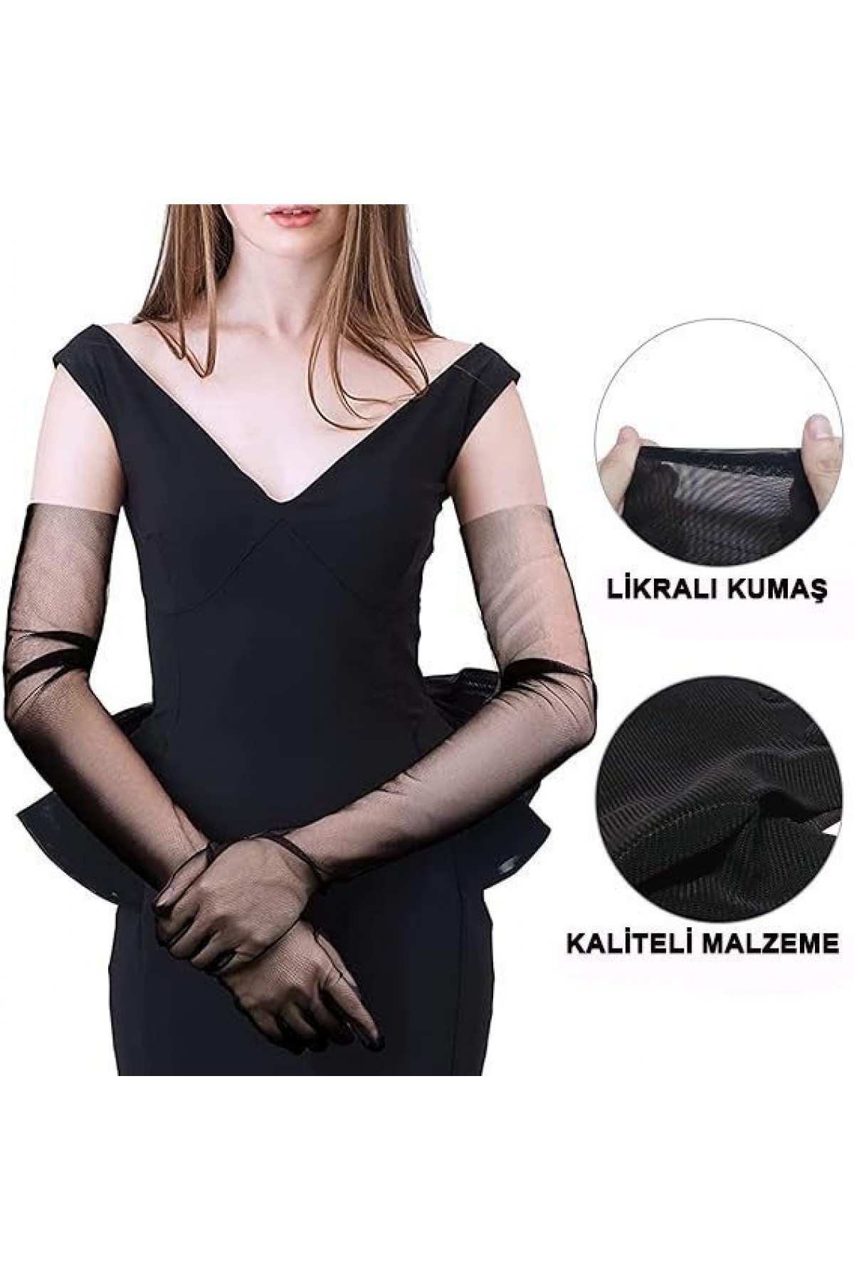 Uzun Boy Likralı Siyah Renk Yetişkin Mega Tül Eldiven 53 cm Uzun Boy Likralı Siyah Renk Yetişkin Mega Tül Eldiven 53 cm (Lisinya)