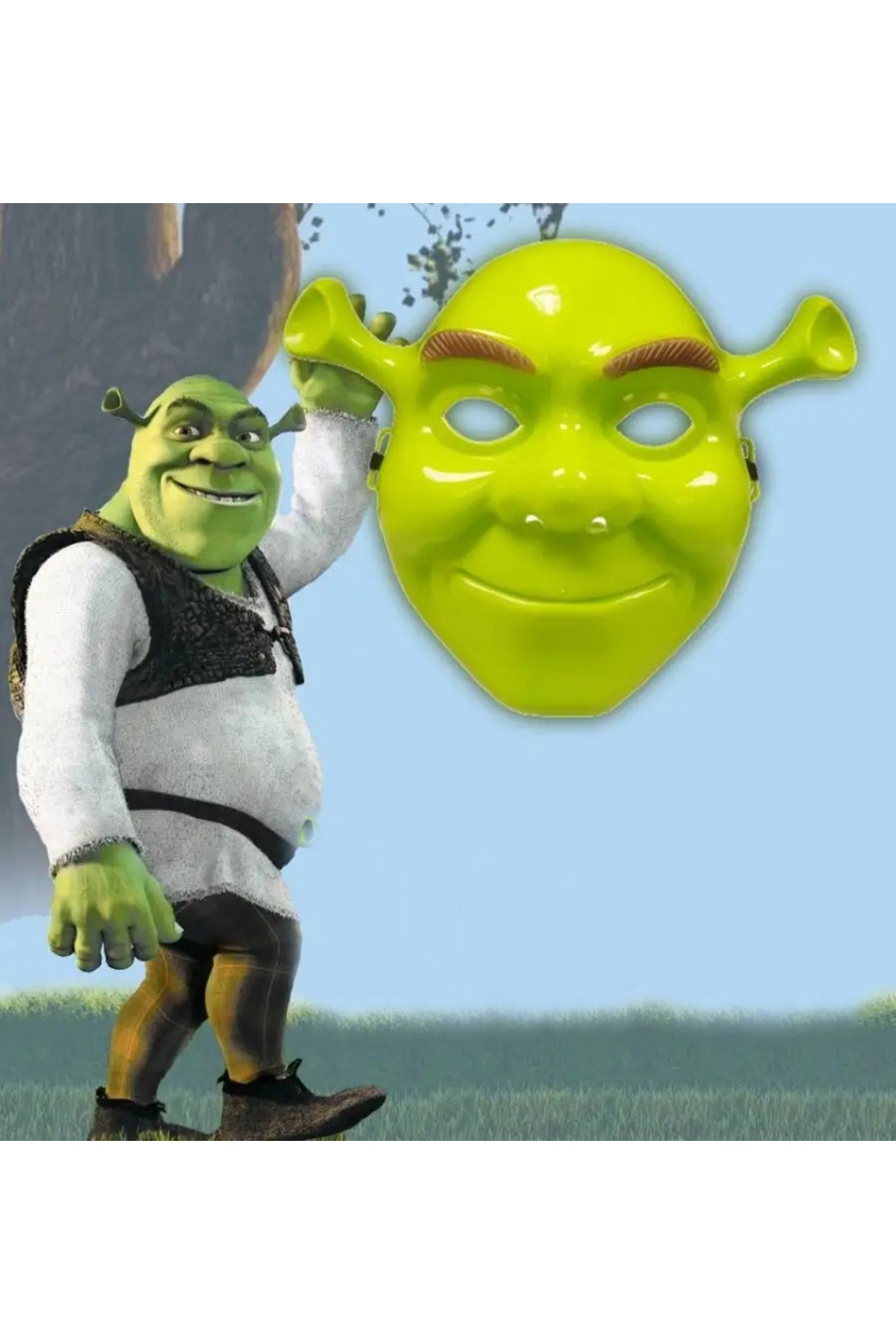 Yeşil Shrek Maskesi 21x25 cm