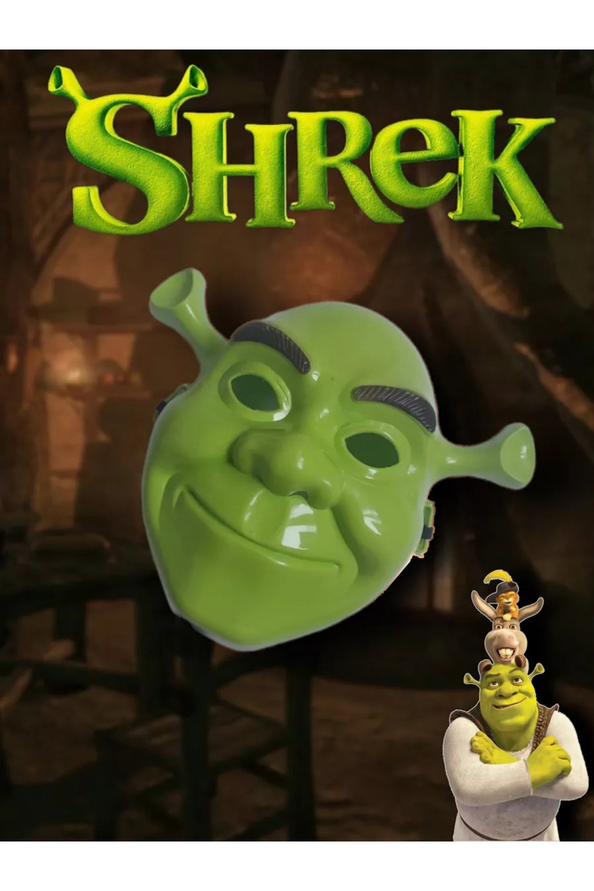 Yeşil Shrek Maskesi 21x25 cm