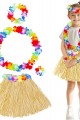 Yetişkin Çocuk Hawaii Parti Seti - 40 cm Naturel Etek + Çiçek Aksesuarlar (5 Parça)