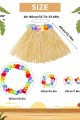 Yetişkin Çocuk Hawaii Parti Seti - 40 cm Naturel Etek + Çiçek Aksesuarlar (5 Parça)