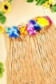 Yetişkin ve Çocuk Uyumlu Saman Renk Hawaii Luau Hula Etek 40 cm 12 Adet