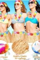 Yetişkin ve Çocuk Uyumlu Saman Renk Hawaii Luau Hula Etek 40 cm 12 Adet
