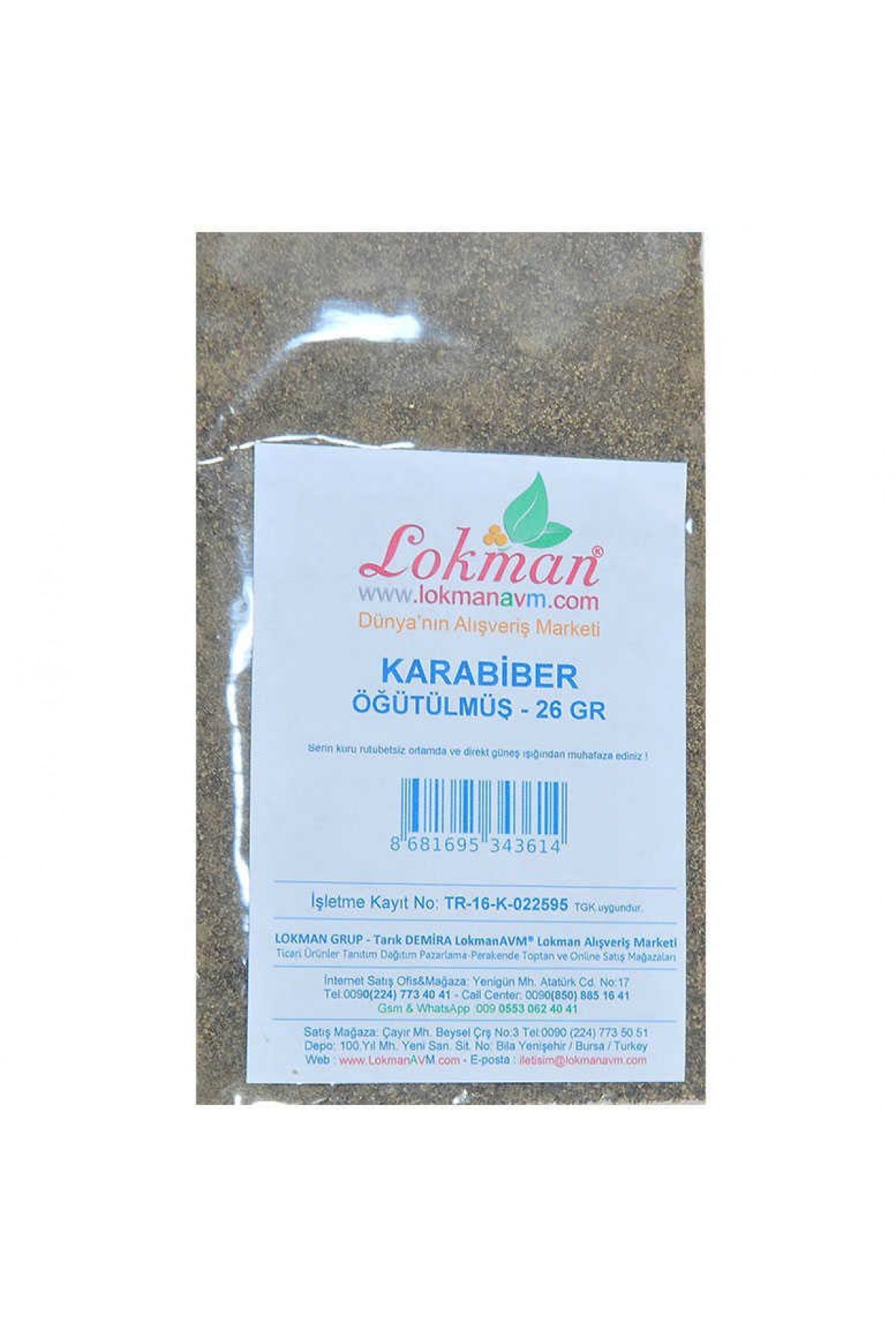 Karabiber Doğal Öğütülmüş Saf 26 Gr Paket Lisinya214 Karabiber Doğal Öğütülmüş Saf 26 Gr Paket