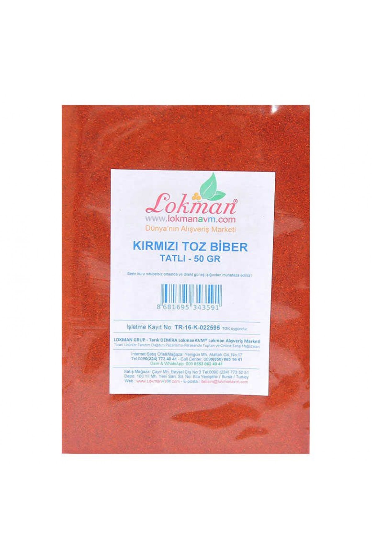 Lisinya214 Kırmızı Toz Biber Tatlı Renk Biberi 50 Gr Paket
