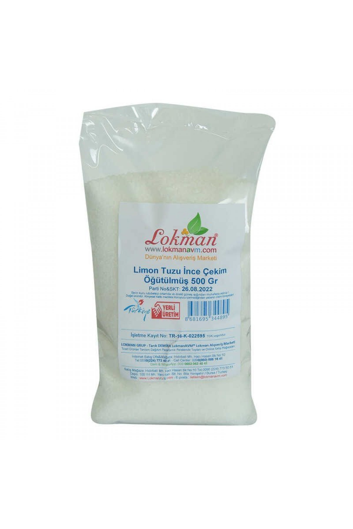 Lisinya214 Limon Tuzu İnce Çekim Öğütülmüş 500 Gr Paket