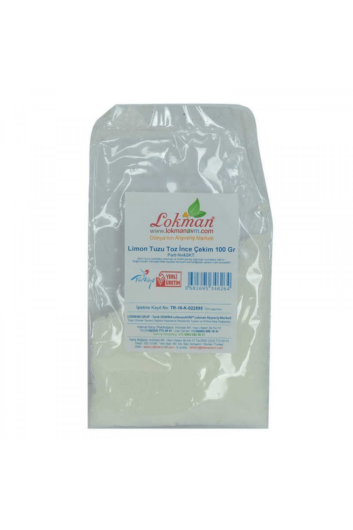 Lisinya214 Limon Tuzu Toz İnce Çekim 100 Gr Paket