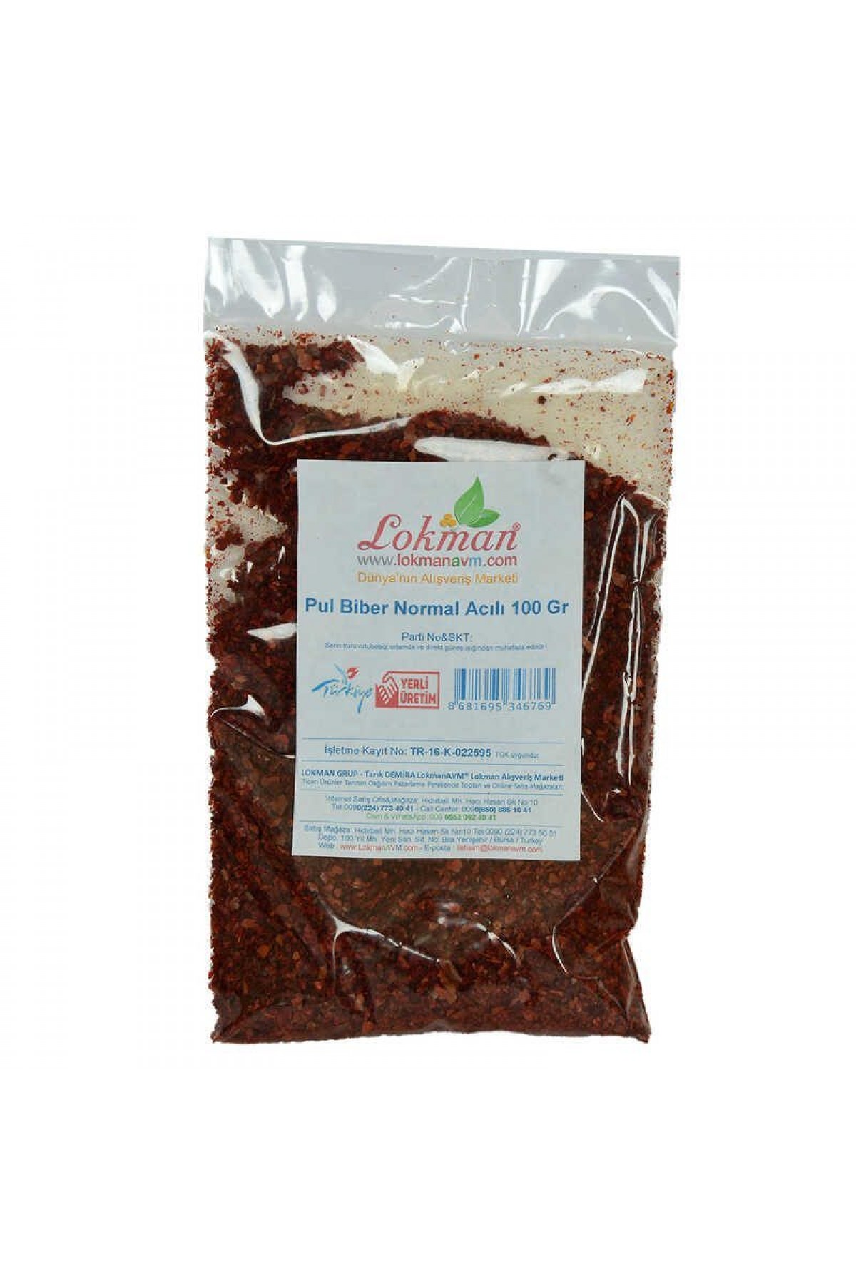 Lisinya214 Pul Biber Normal Acılı 100 Gr Paket