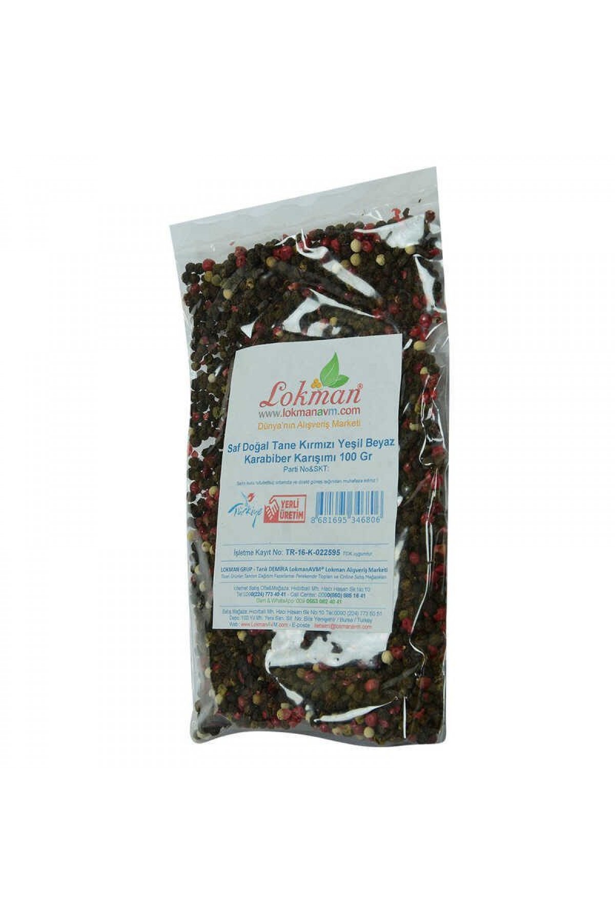 Lisinya214 Saf Doğal Tane Kırmızı Yeşil Beyaz Karabiber Karışımı 100 Gr Paket