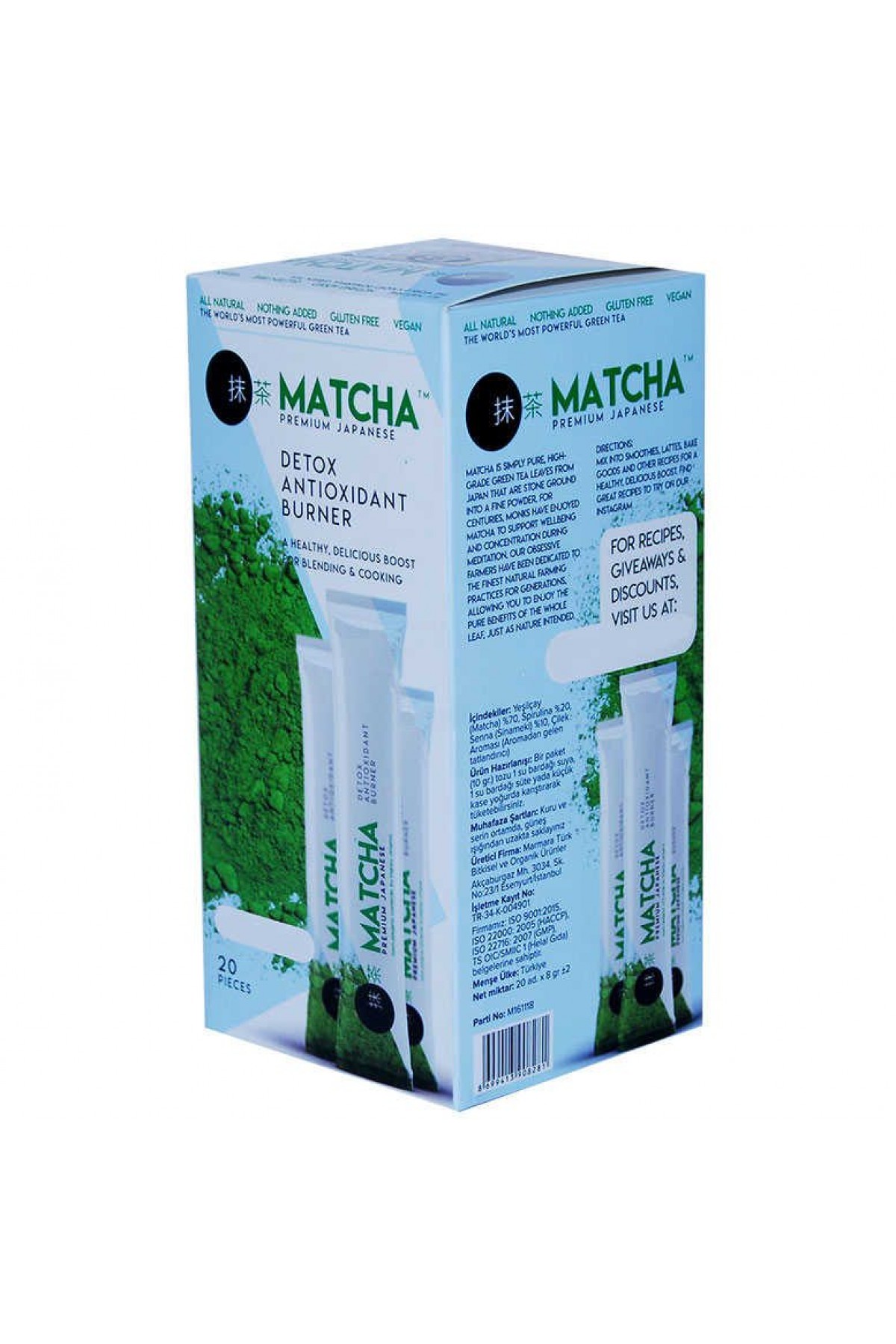 Lisinya214 Matcha (Maça) Çayı Premium 20 Poşet