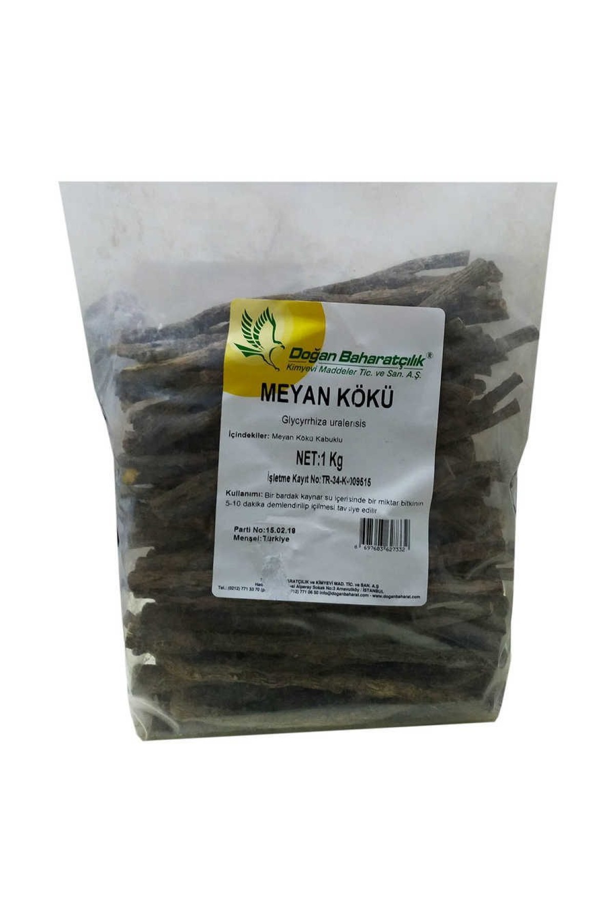 Lisinya214 Meyan Kökü Kabuklu Çubuk Doğal 1000 Gr Paket