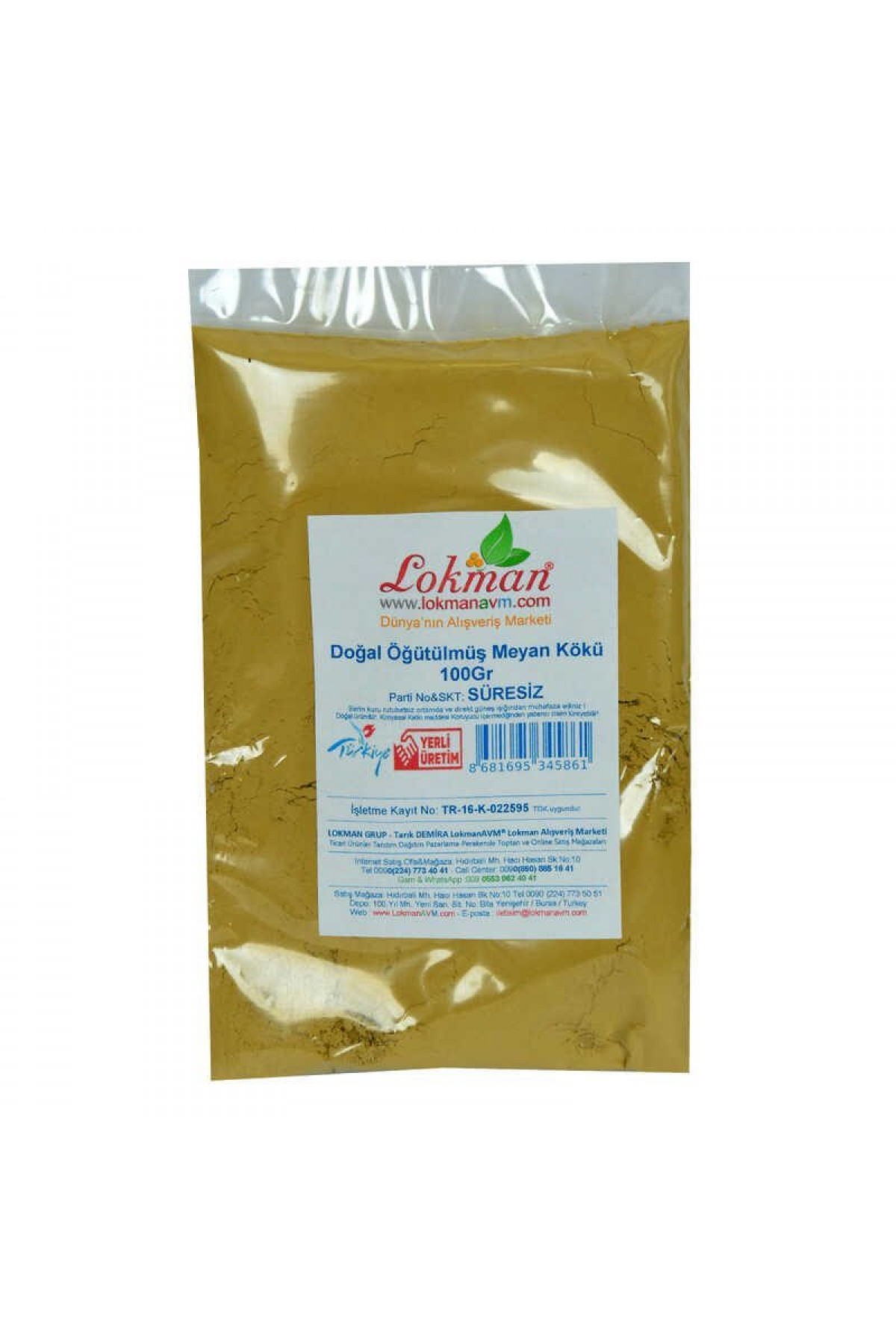 Lisinya214 Meyan Kökü Öğütülmüş Doğal 100 Gr Paket