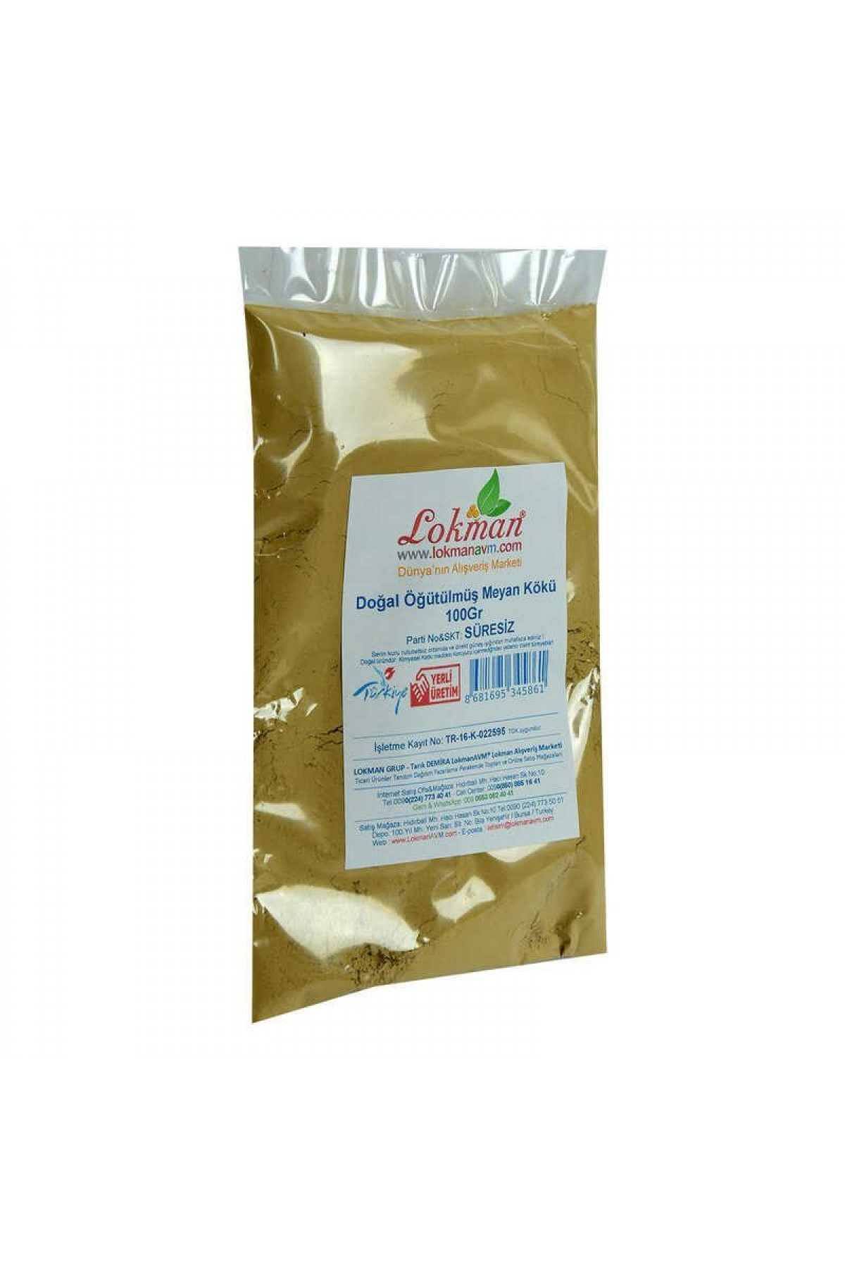 Lisinya214 Meyan Kökü Öğütülmüş Doğal 100 Gr Paket