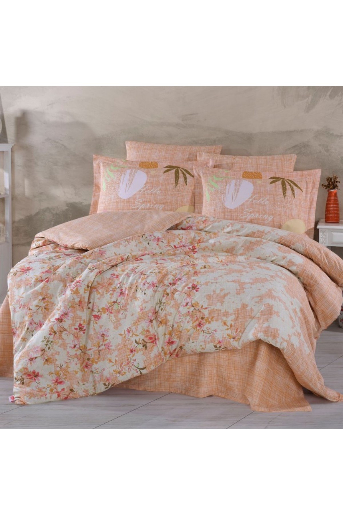 Çift Kişilik Poplin Nevresim Lily Somon Çift Kişilik Poplin Nevresim Lily Somon