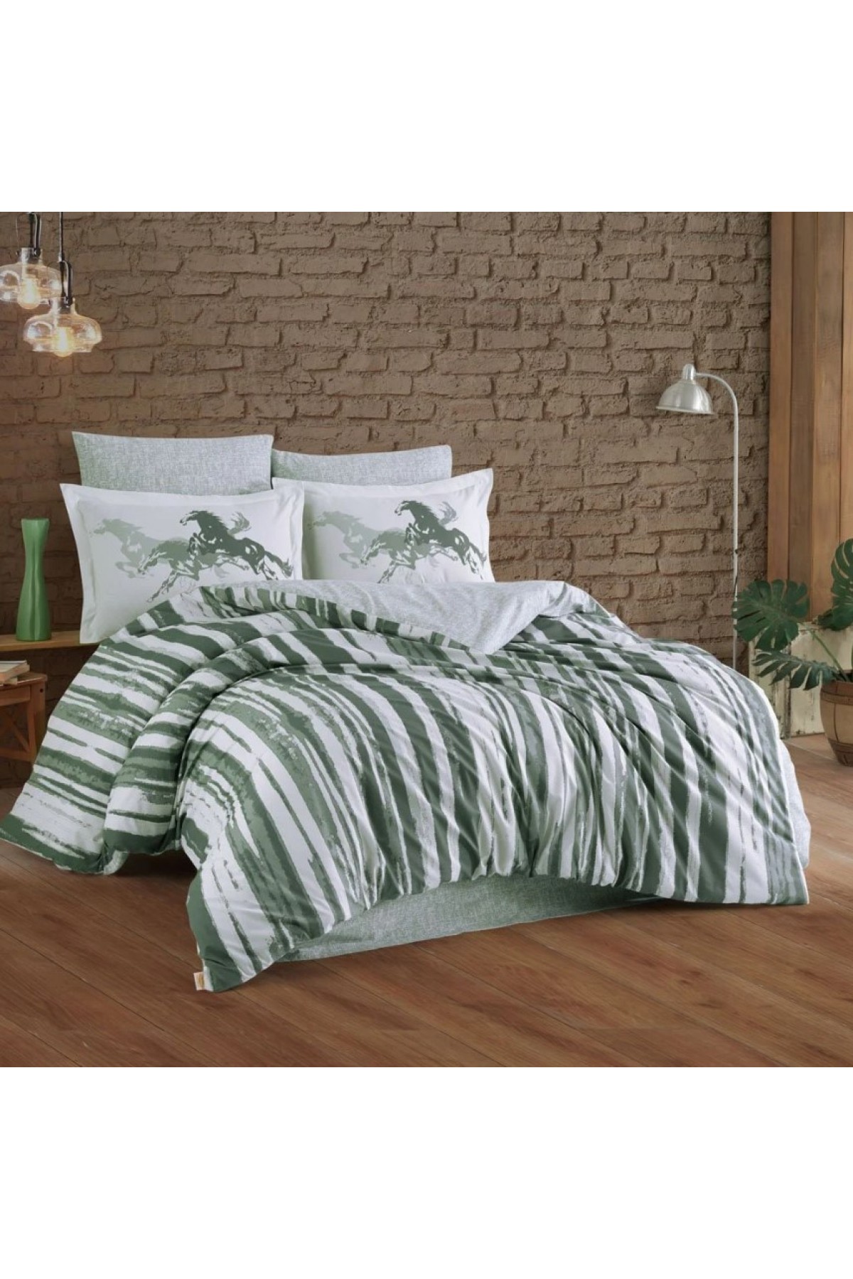 Çift Kişilik Poplin Nevresim Cascade Yeşil Çift Kişilik Poplin Nevresim Cascade Yeşil