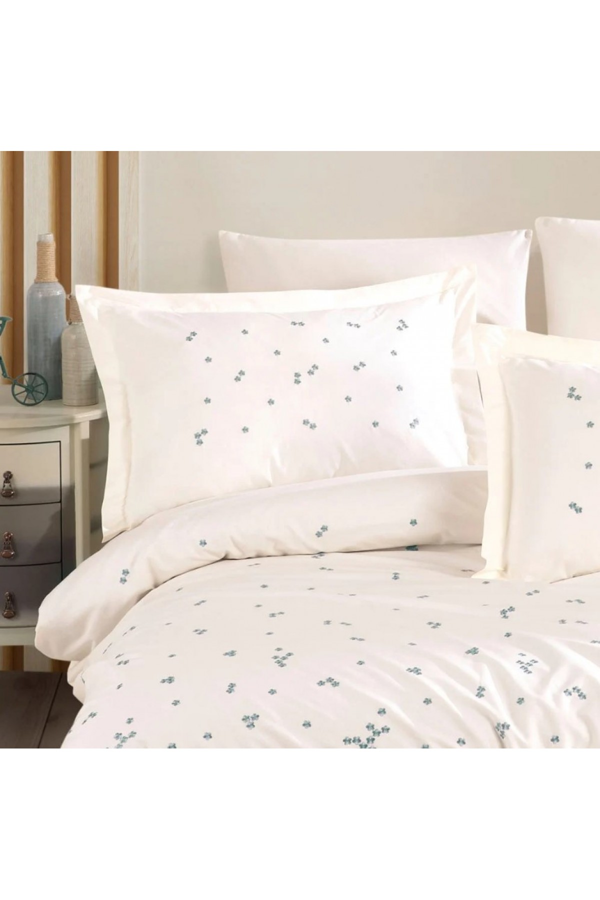 Çift Kişilik Poplin Premium Nakışlı Nevresim Spring Krem Çift Kişilik Poplin Premium Nakışlı Nevresim Spring Krem