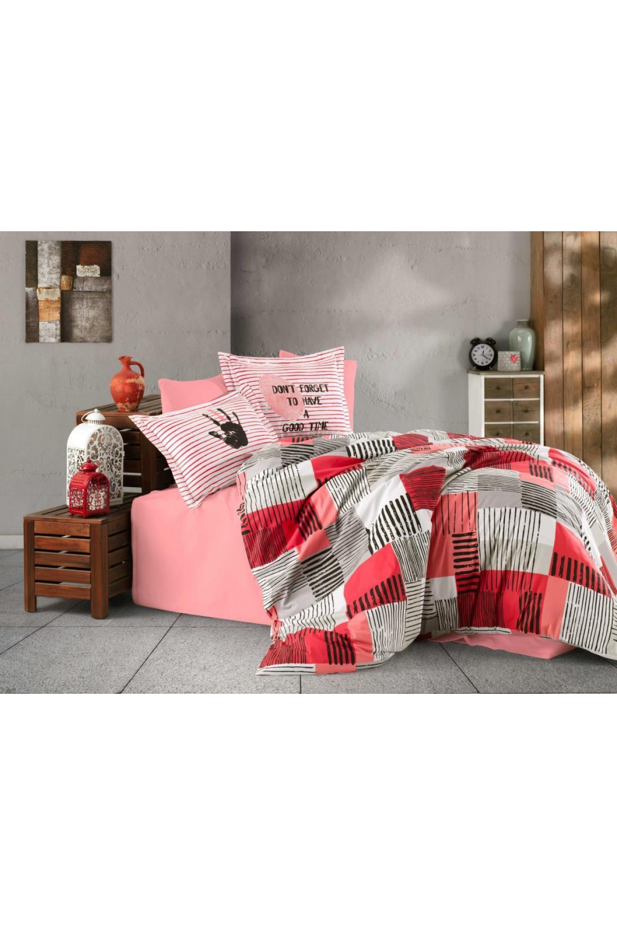Tek Kişilik Poplin Nev Takımı Bermuda Koral Tek Kişilik Poplin Nevresim Takımı Bermuda Koral