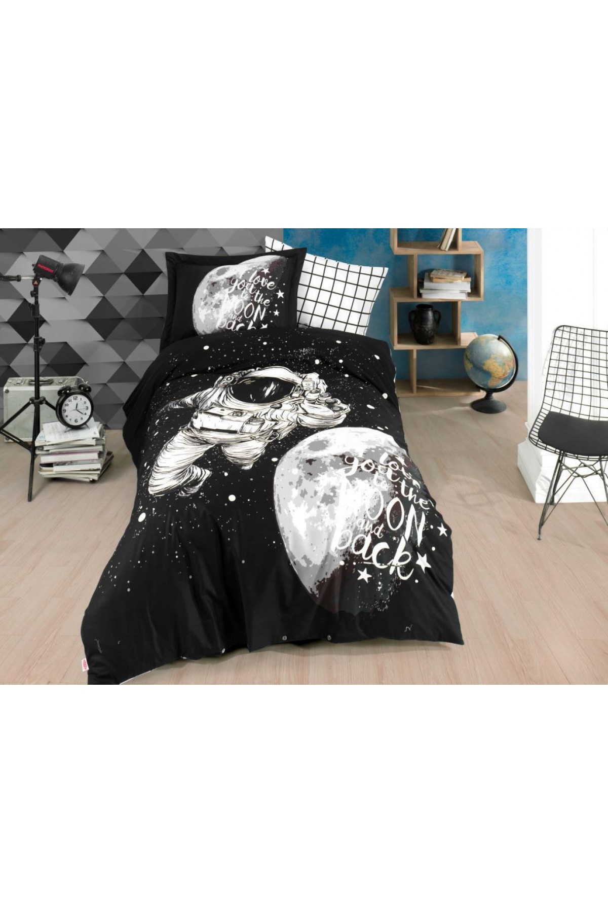 Tek Kişilik Poplin Nevresim Takımı Galaxy Siyah Tek Kişilik Poplin Nevresim Takımı Galaxy Siyah