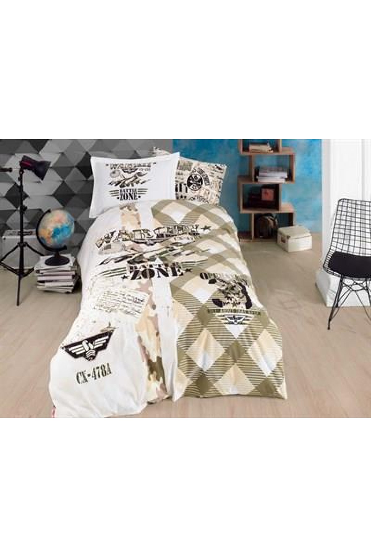 Tek Kişilik Poplin Nev Takımı Sky Force Yeşil Tek Kişilik Poplin Nevresim Takımı Sky Force Yeşil