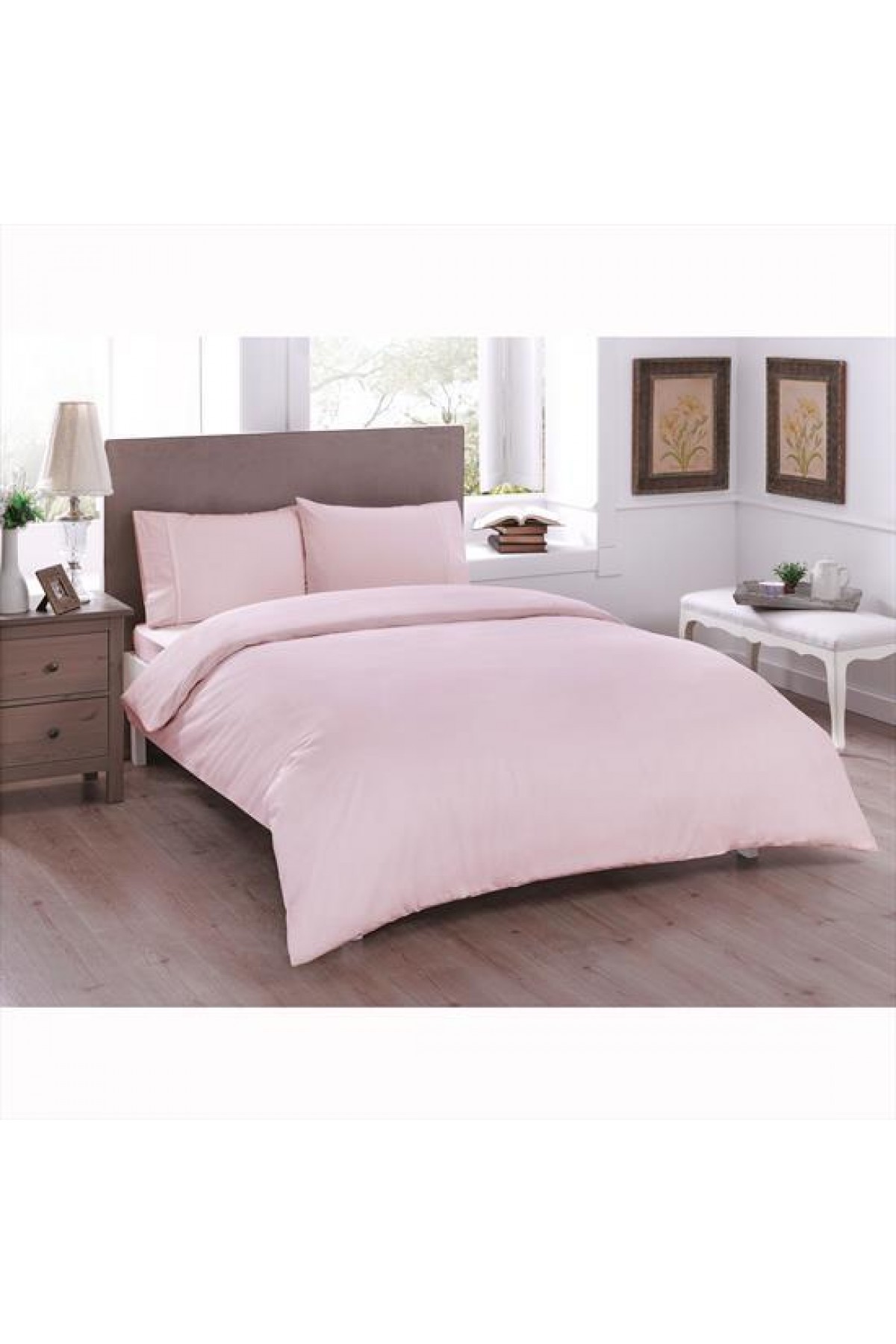 Ranforce Çift Kişilik Nev Takımı Basic Açık Pembe Ranforce Çift Kişilik Nevresim Takımı Basic Açık Pembe