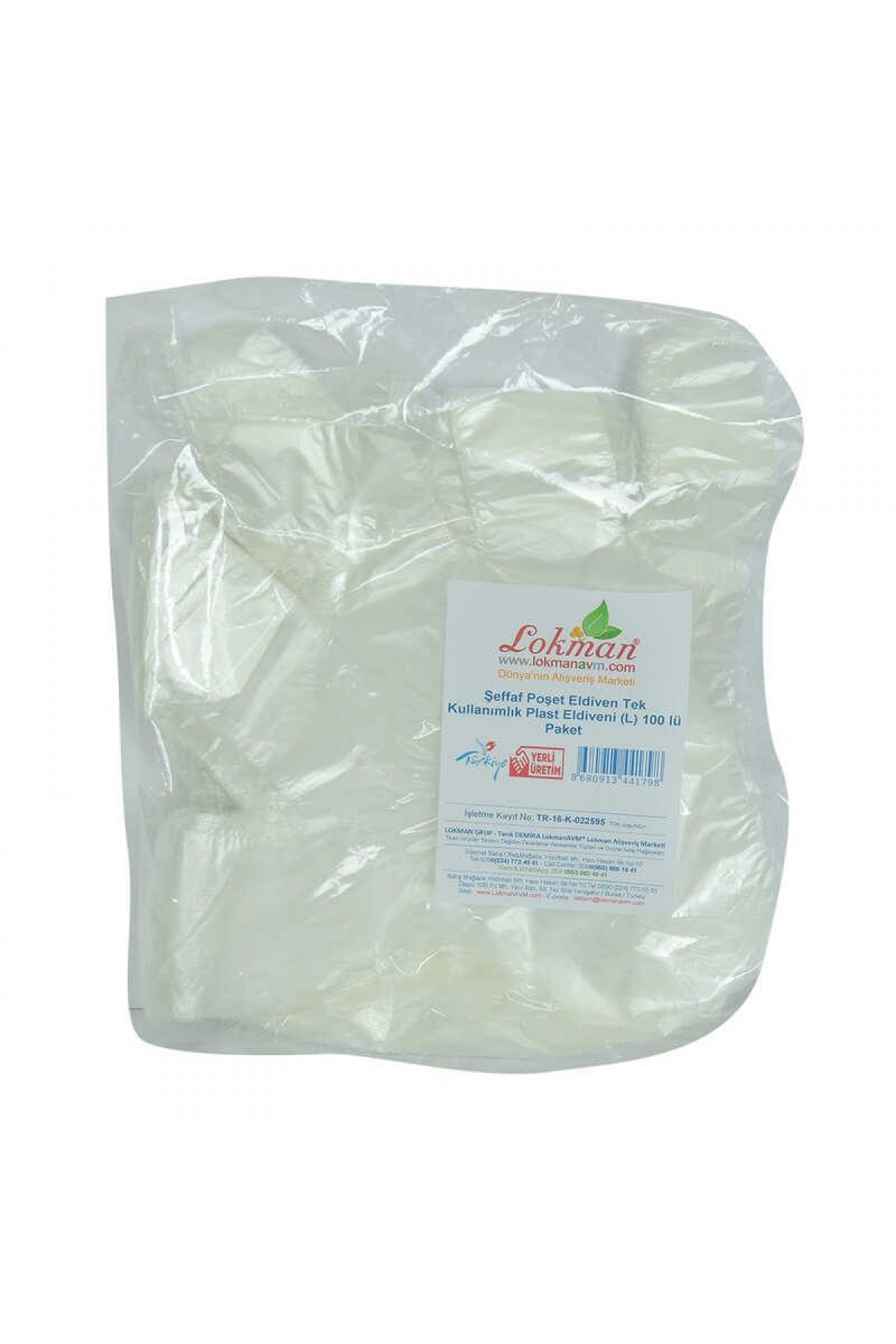 Şeffaf Poşet Eldiven Tek Kullanımlık Plast Eldiveni (L) 100 lü Paket Lisinya214 Şeffaf Poşet Eldiven Tek Kullanımlık Plast Eldiveni (L) 100 lü Paket