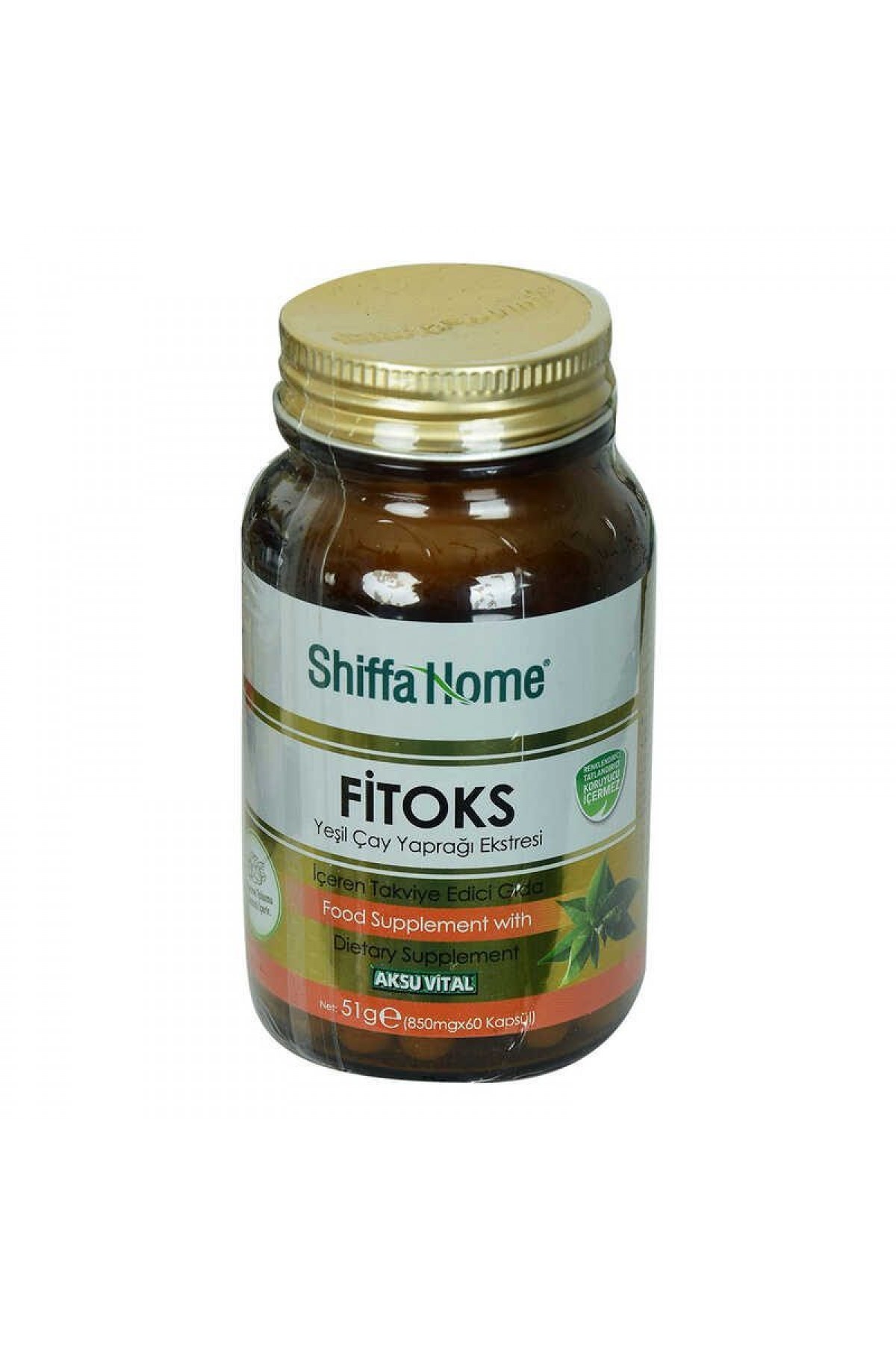 Shiffa Home Fitoks Yeşil Çay Yaprağı Ekstresi Diyet Takviyesi 850 Mg x 60 Kapsül