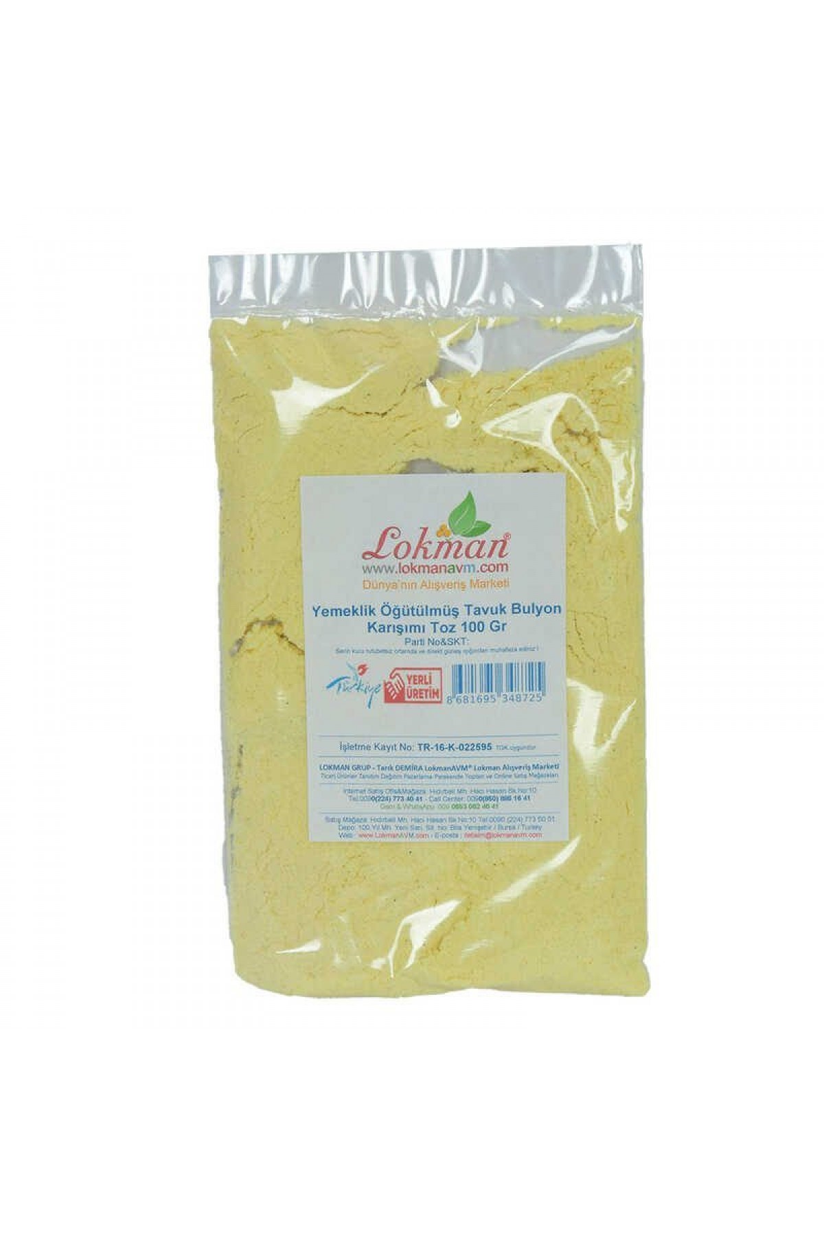 Lisinya214 Tavuk Bulyon Toz Yemeklik Öğütülmüş Karışım 100 Gr Paket