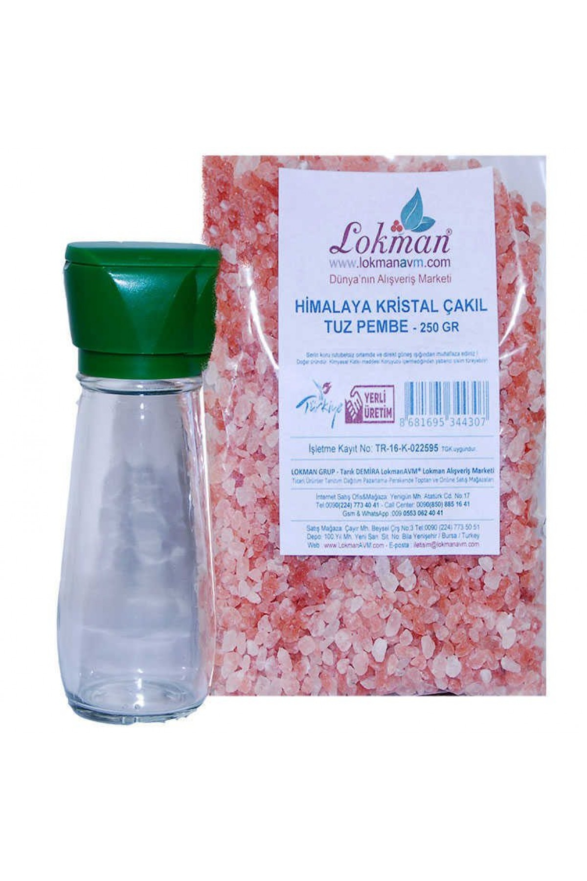 Lisinya214 Tuz Karabiber Değirmeni Yeşil + Himalaya Çakıl Tuz Pembe 250 Gr
