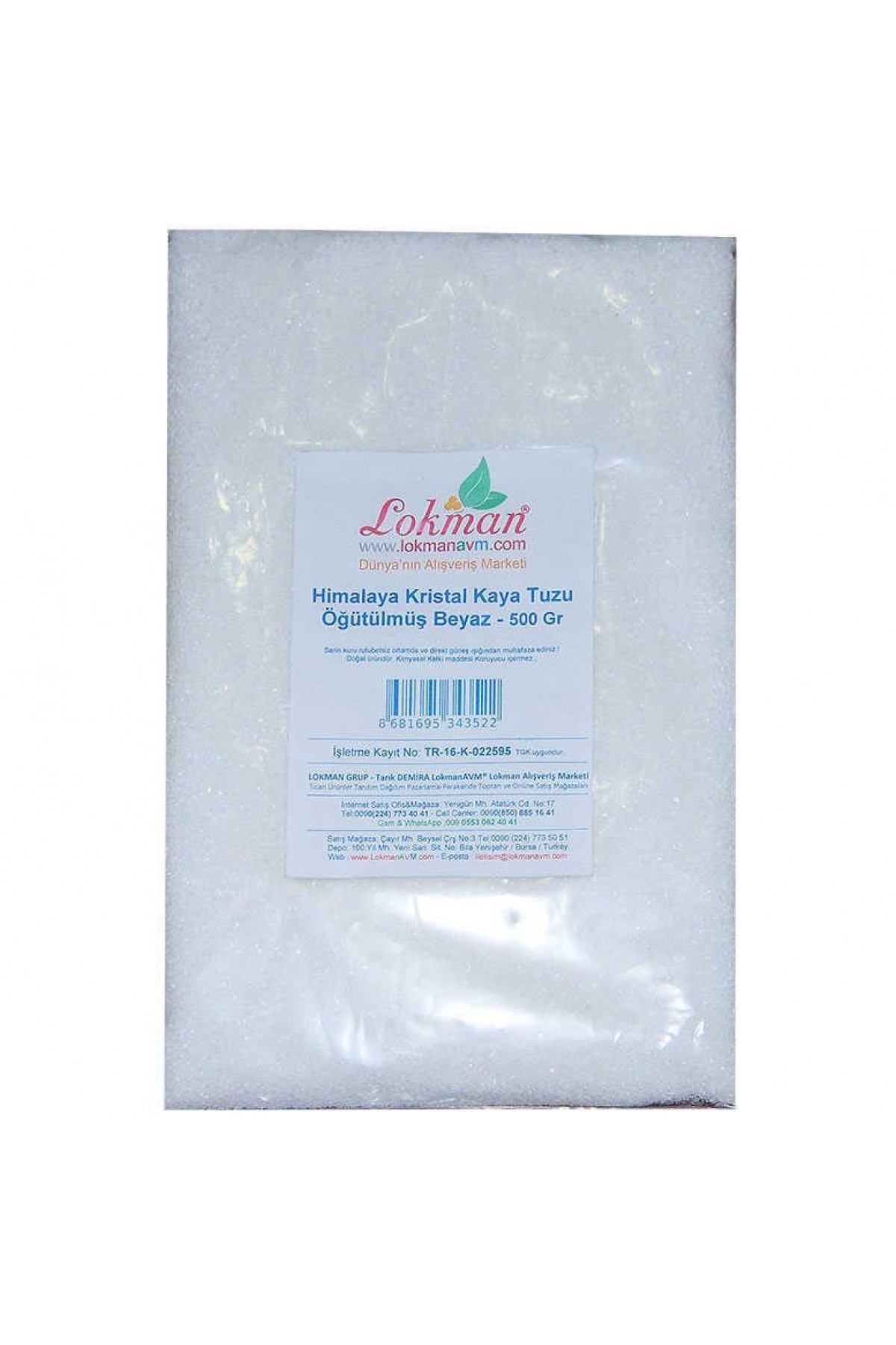 Lisinya214 Yemeklik Himalaya Kristal Kaya Tuzu Öğütülmüş Beyaz 500 Gr