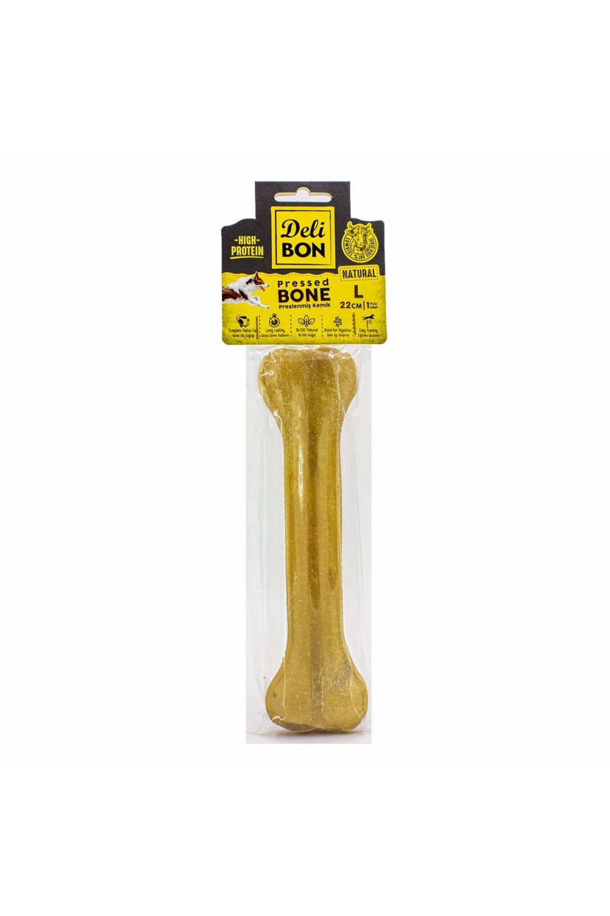 Deri Köpek Çiğneti Pres Kemik 1x22cm Natural Deri Köpek Çiğneti Pres Kemik 1x22cm Natural