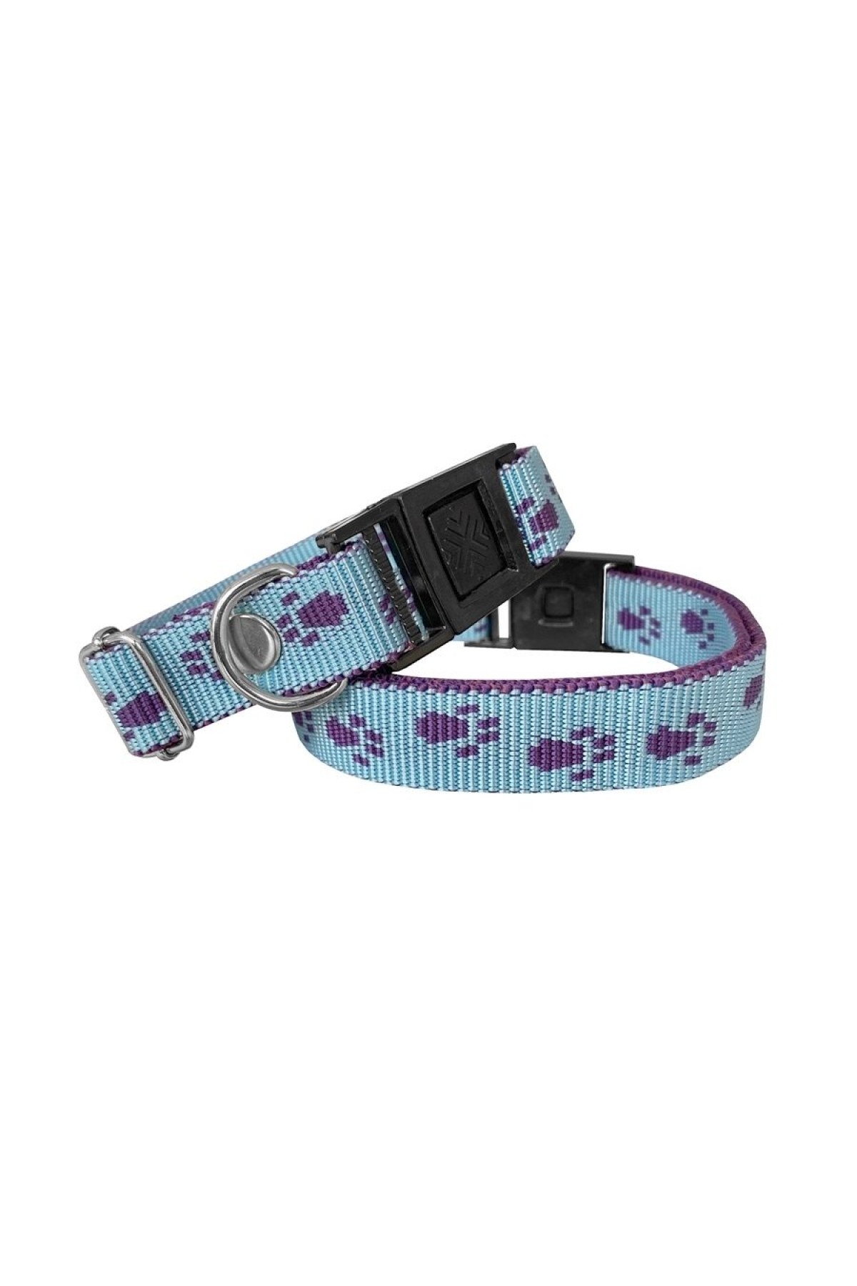 Lisinya205  Köpek Tasması Patili Dokuma 2 cm - Min: 30 cm - Max: 50 cm Açık Mavi