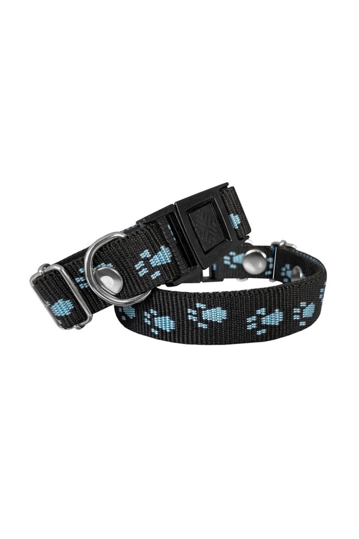 Lisinya205  Köpek Tasması Patili Dokuma 2 cm - Min: 30 cm - Max: 50 cm Siyah