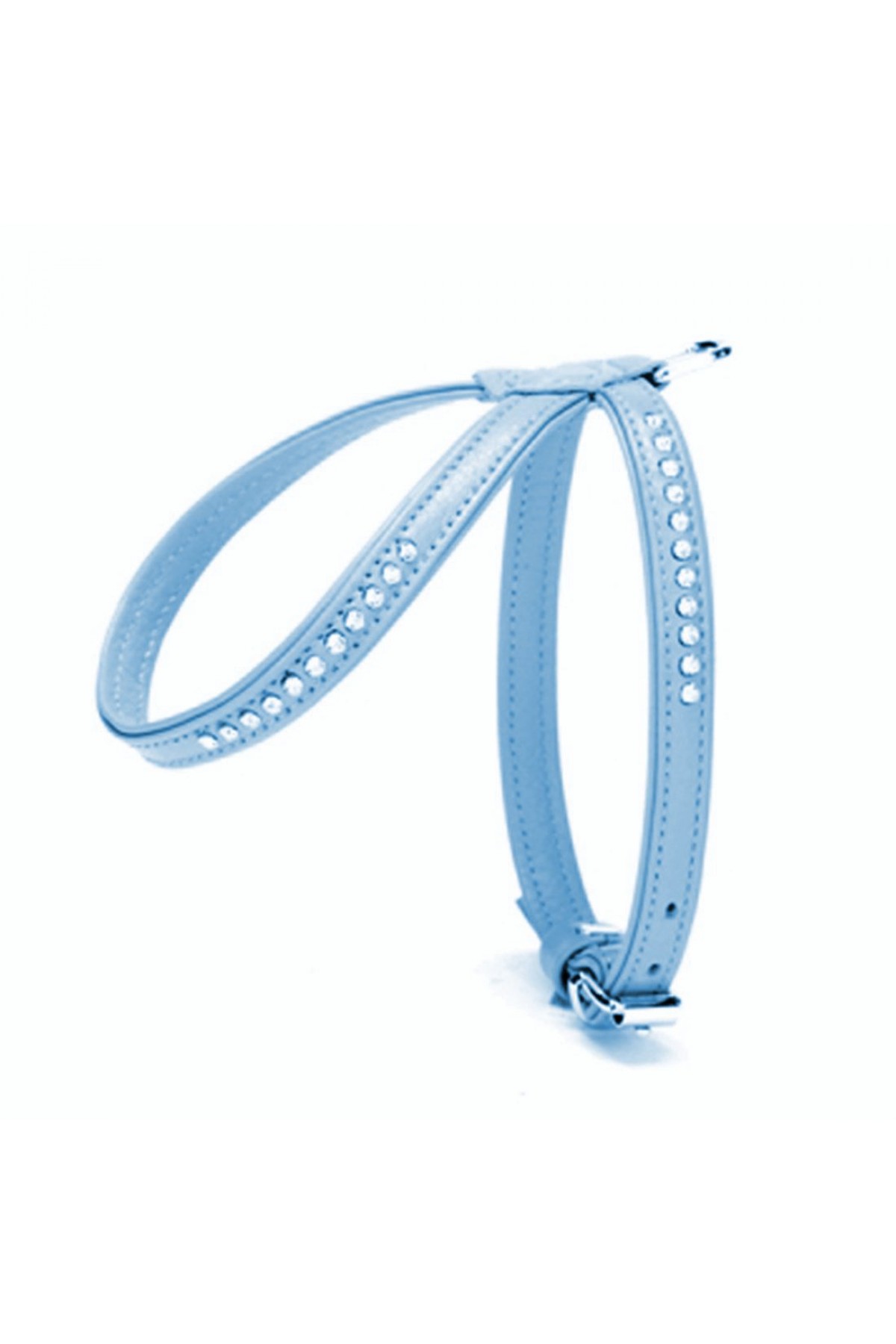 Lisinya205  Swarovski Taşlı Deri Köpek Göğüs Tasması 1,2 x 21-30 cm Mavi
