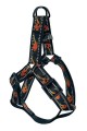 Lisinya205 Köpek Göğüs Tasma Seti Reflektörlü Alev Desenli 120 cm-48 cm-70 cm Siyah