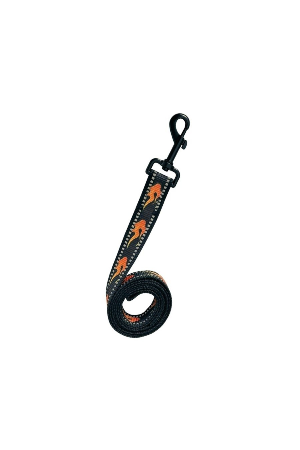 Lisinya205 Köpek Göğüs Tasma Seti Reflektörlü Alev Desenli 120 cm-48 cm-70 cm Siyah