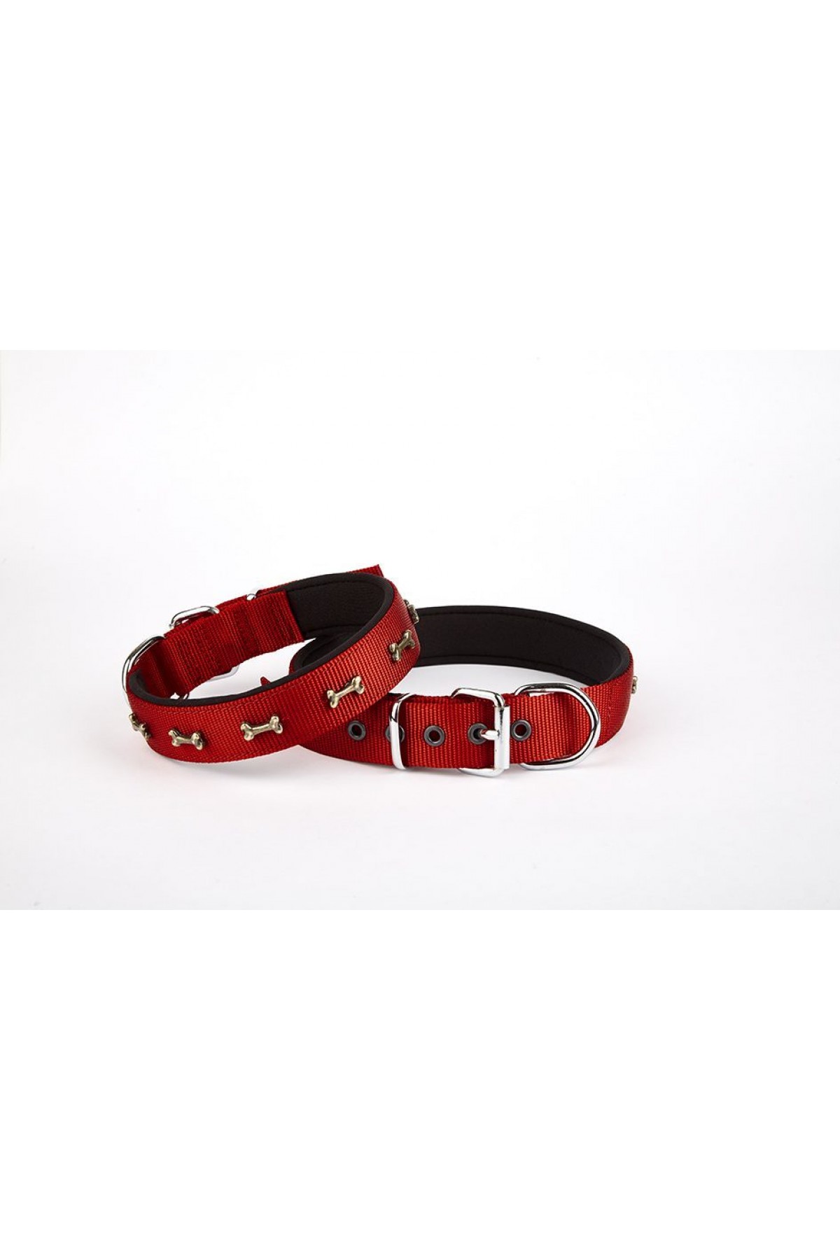 Lisinya205  Softlu Kemik Desenli Köpek Tasması 2 cm x 45 cm Kırmızı