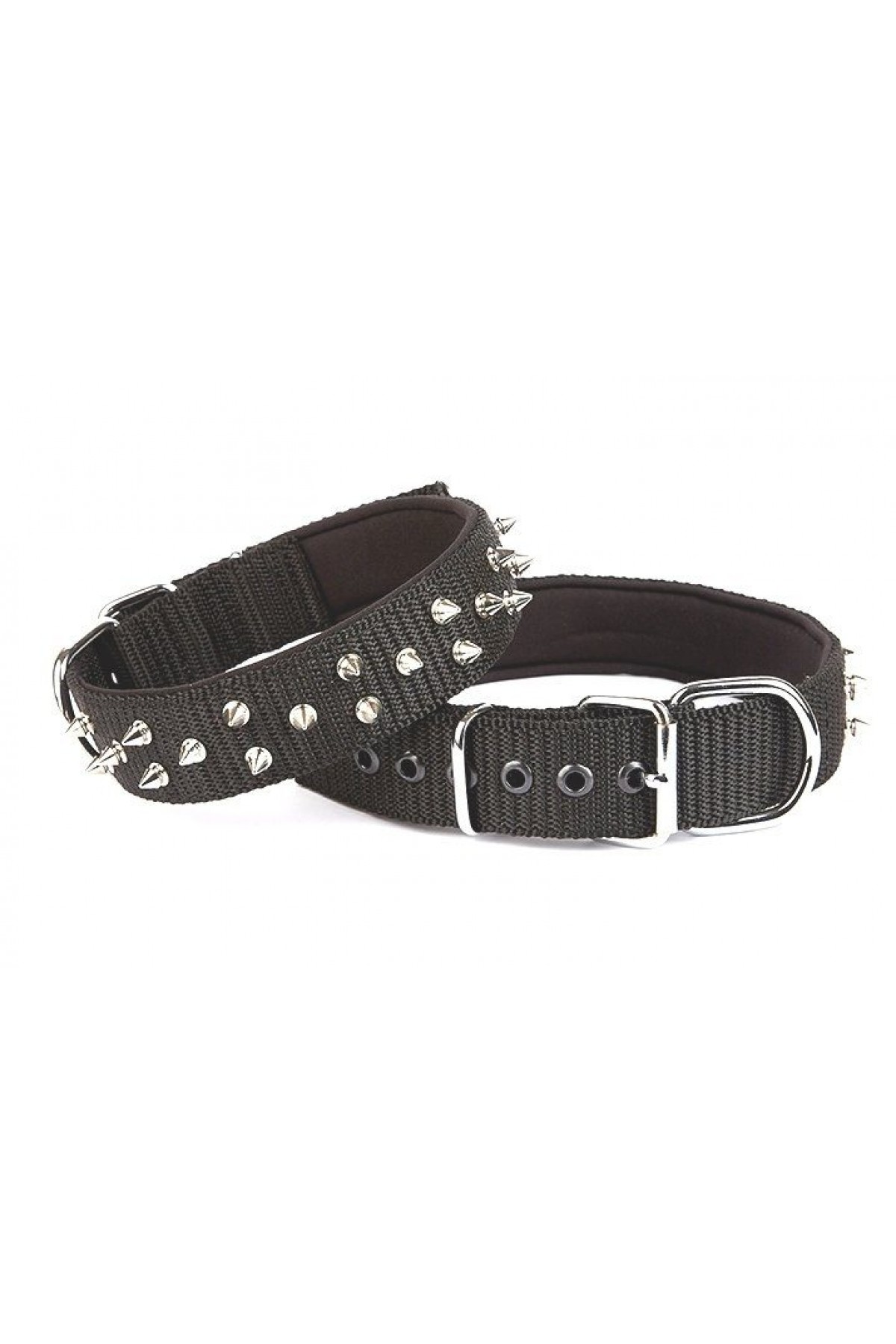Lisinya205  El Yapımı Çivili Köpek Boyun Tasması 4x52-60cm Siyah