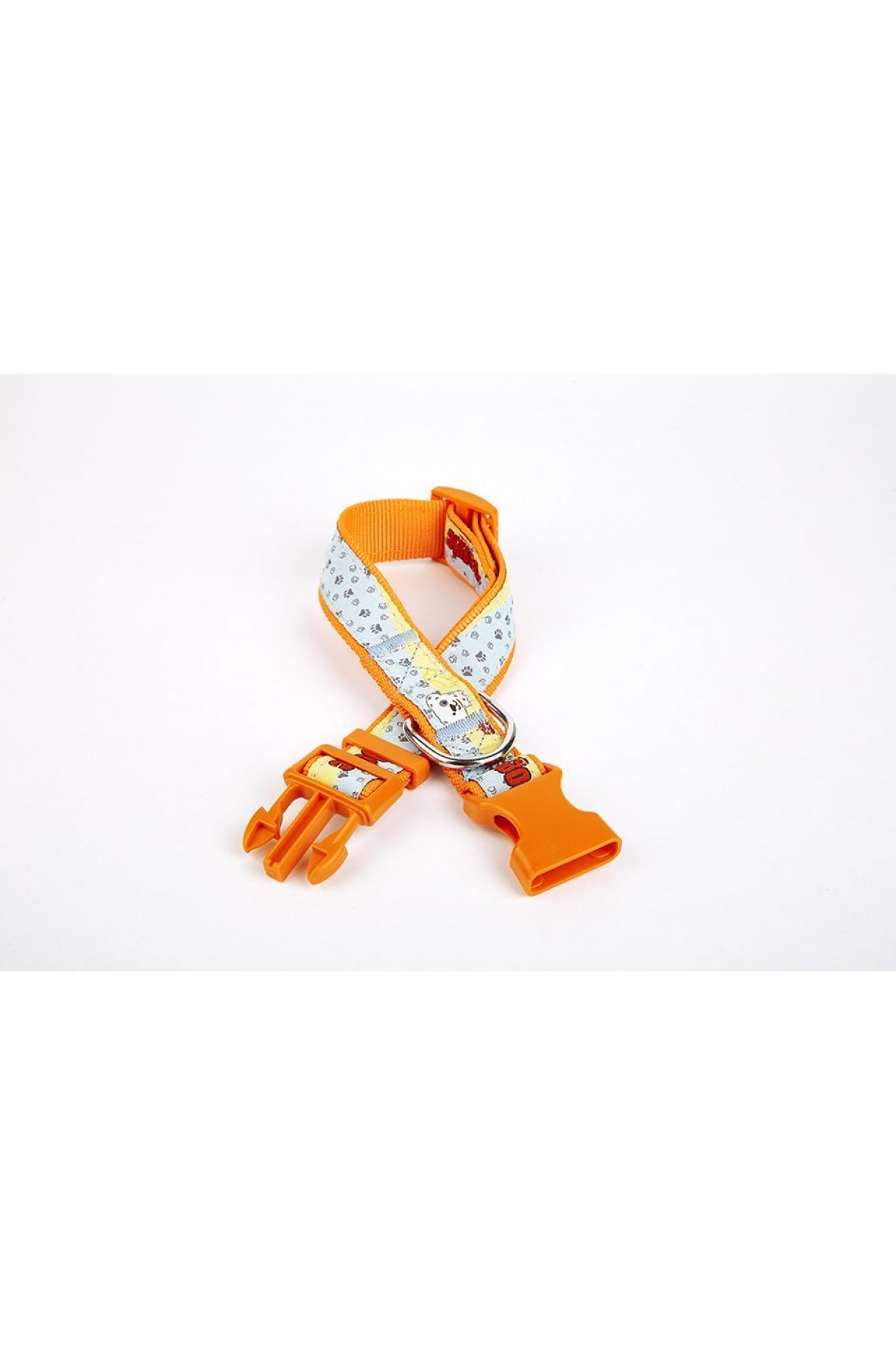 Lisinya205  Pati Desenli Dokuma Köpek Boyun Tasması 3 cm x 36-60 cm Turuncu