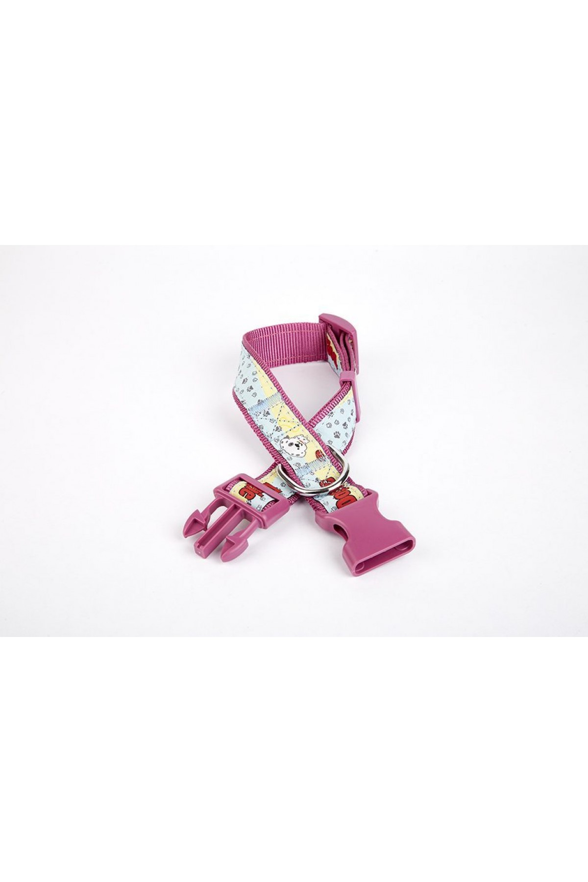 Lisinya205  Pati Desenli Dokuma Köpek Boyun Tasması 3 cm x 36-60 cm Mor