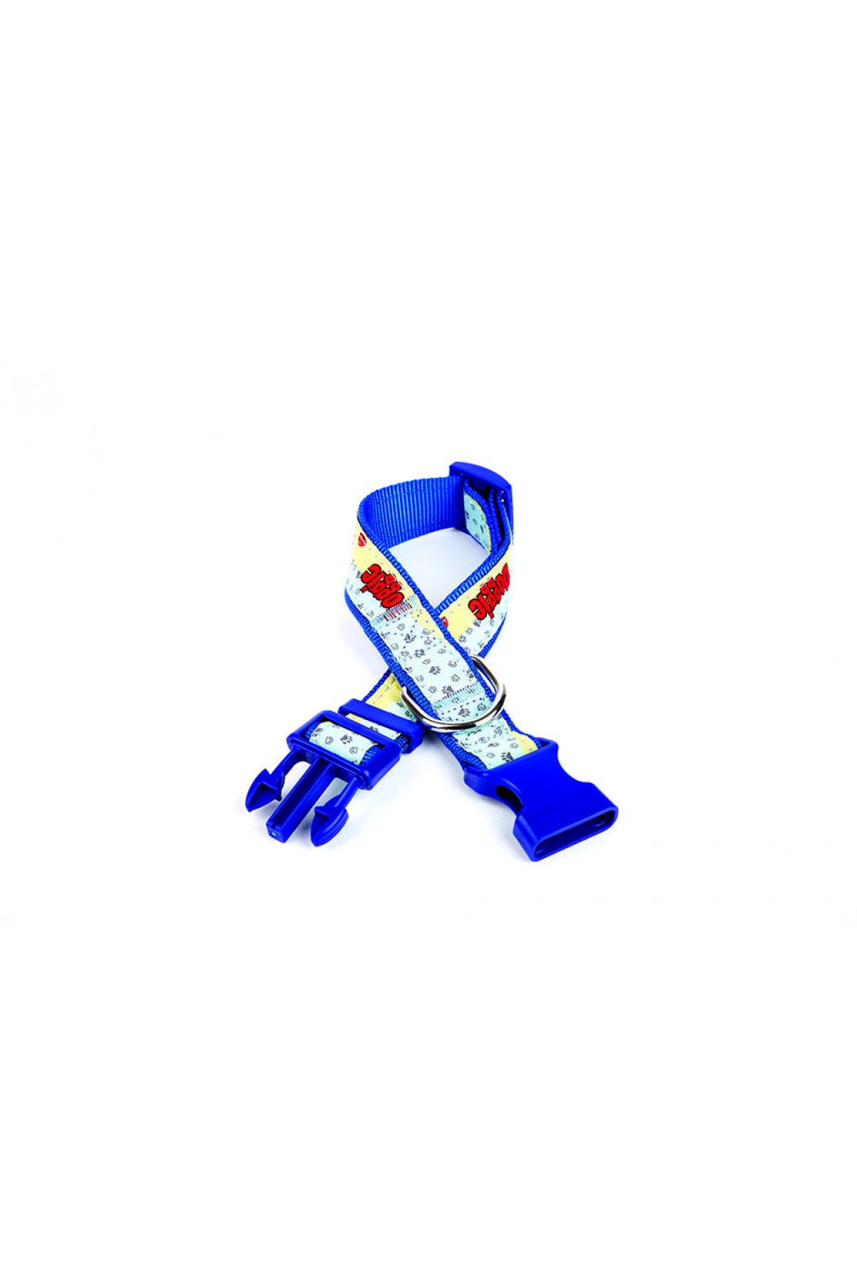 Lisinya205  Pati Desenli Dokuma Köpek Boyun Tasması 3 cm x 36-60 cm Mavi