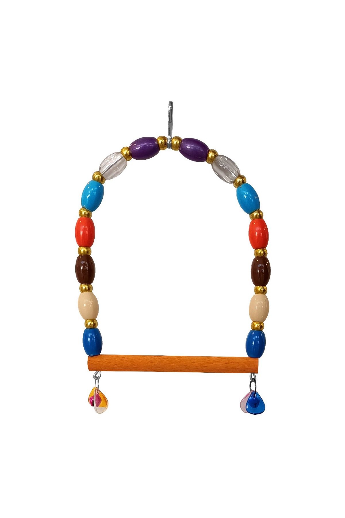 Renkli Boncuklu Ve Çanlı Muhabbet Kuşu Salıncağı 11-13.5 cm Renkli Lisinya205 Renkli Boncuklu Ve Çanlı Muhabbet Kuşu Salıncağı 11-13.5 cm Renkli