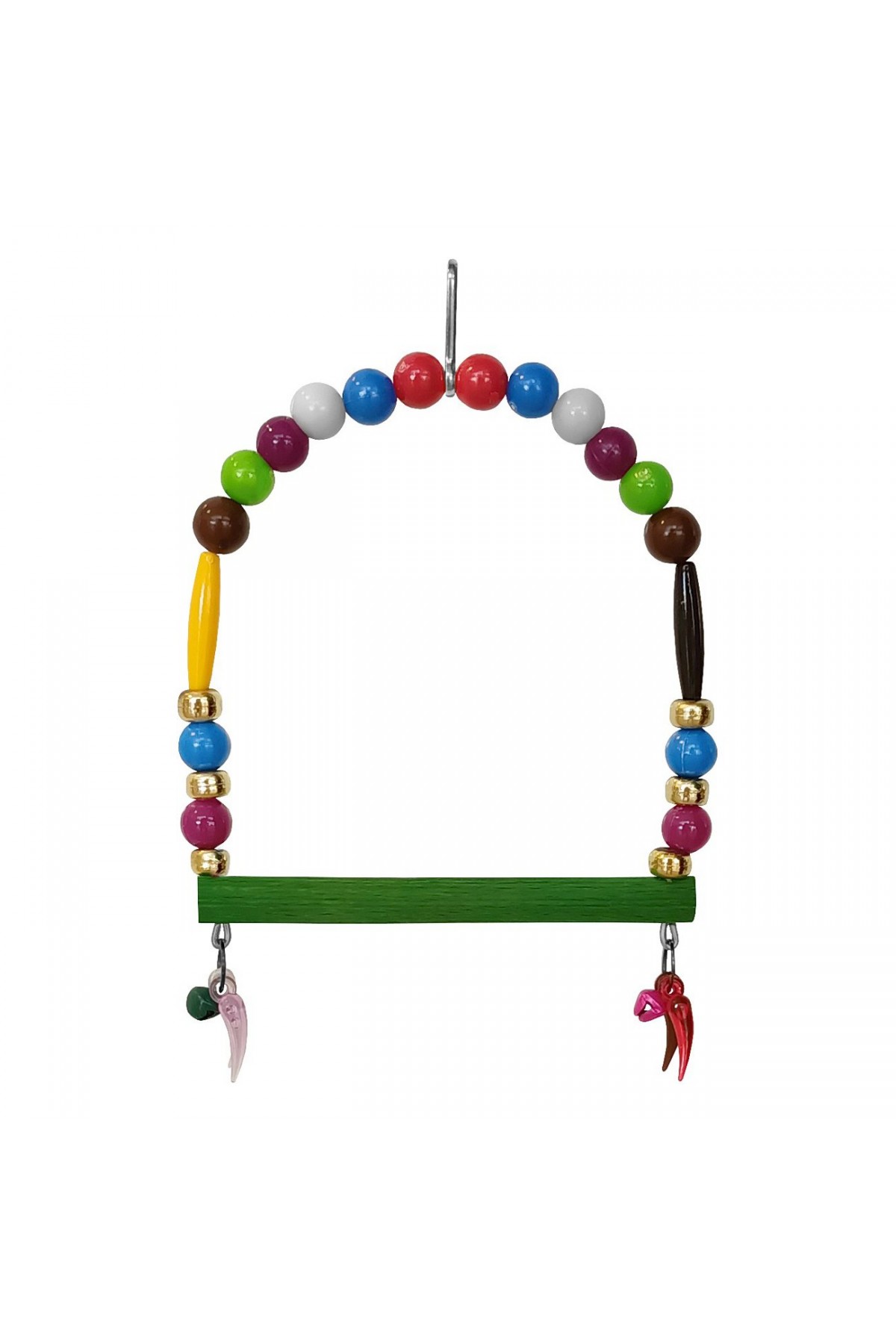 Renkli Boncuklu Ve Çanlı Muhabbet Kuşu Salıncağı 10-11.5 cm Renkli Lisinya205 Renkli Boncuklu Ve Çanlı Muhabbet Kuşu Salıncağı 10-11.5 cm Renkli