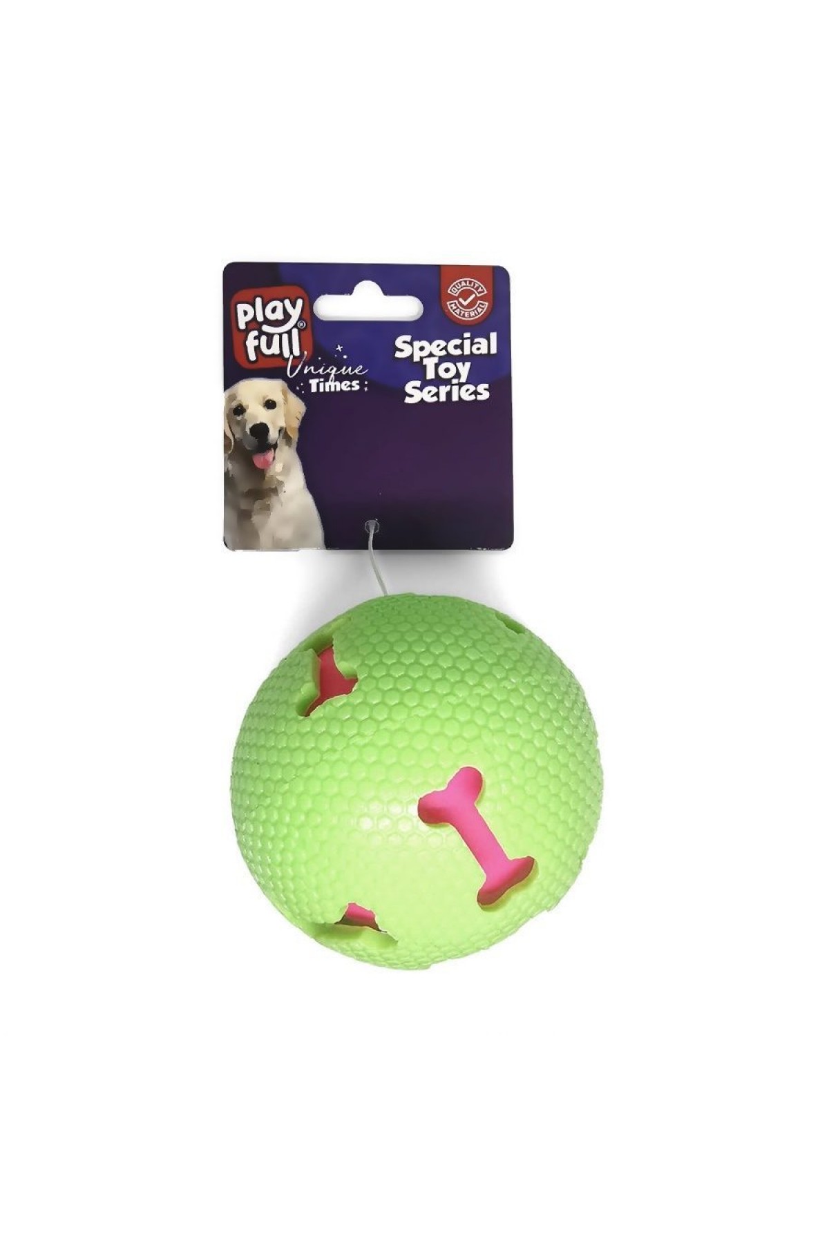 Lisinya205 Işıklı Kemik Desenli Plastik Top Köpek Oyuncağı 7,5 Cm Yeşil