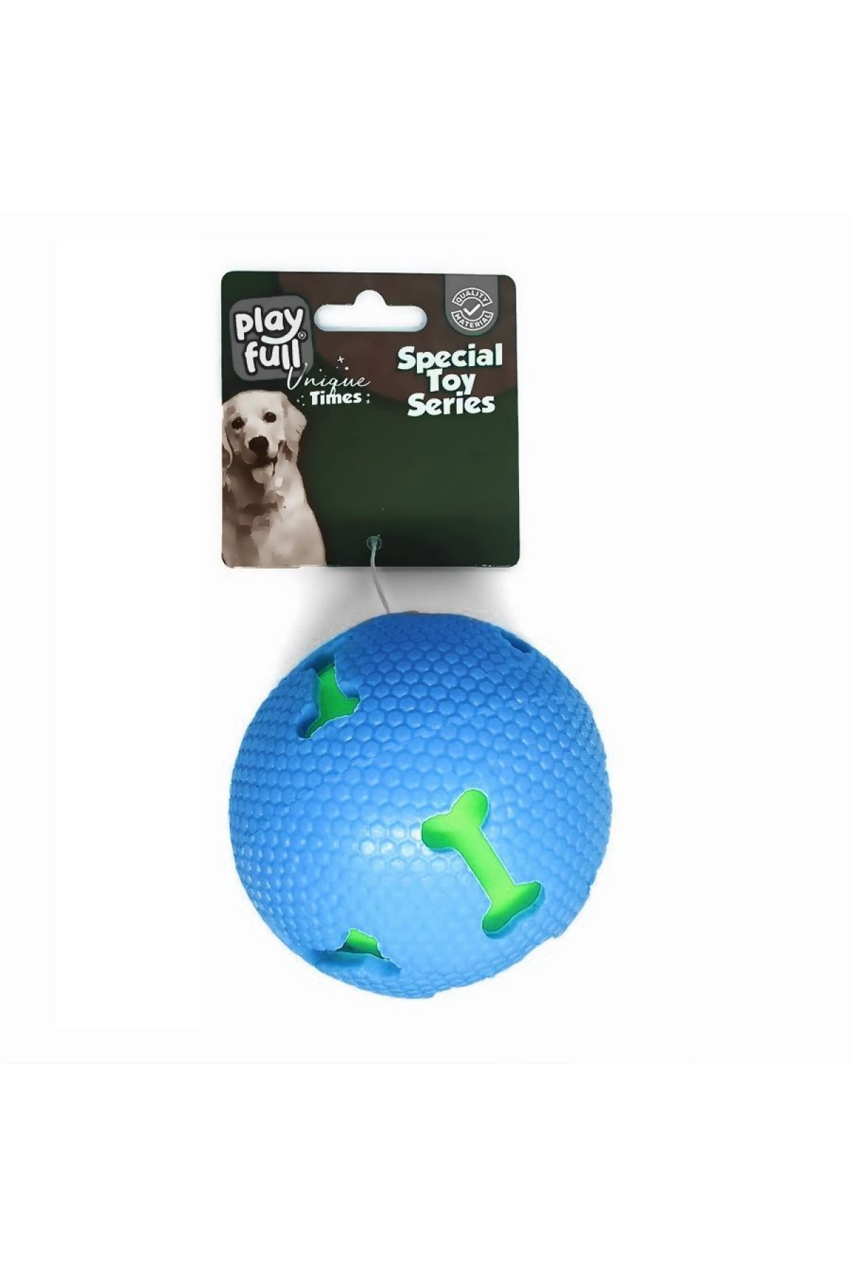 Lisinya205 Işıklı Kemik Desenli Plastik Top Köpek Oyuncağı 7,5 Cm Mavi