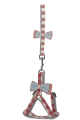Lisinya205 Köpek Göğüs Tasma Seti Ekose Desenli Papyonlu 1.5 cm*35-48 cm Kırmızı