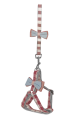 Lisinya205 Köpek Göğüs Tasma Seti Ekose Desenli Papyonlu 1.5 cm*35-48 cm Kırmızı